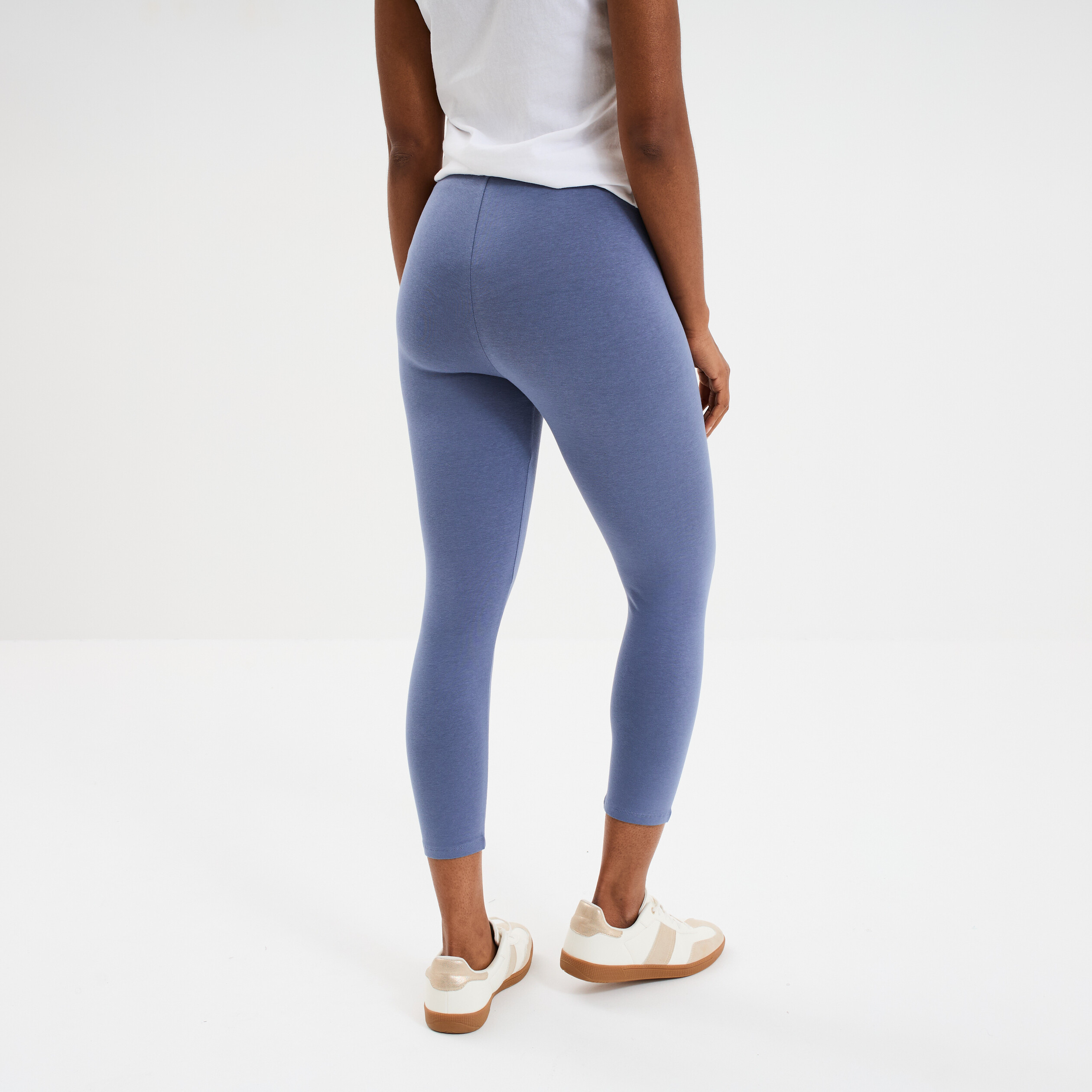 legging 78eme taille elastiquee bleu gris femme Legging 7/8ème taille élastiquée bleu gris femme