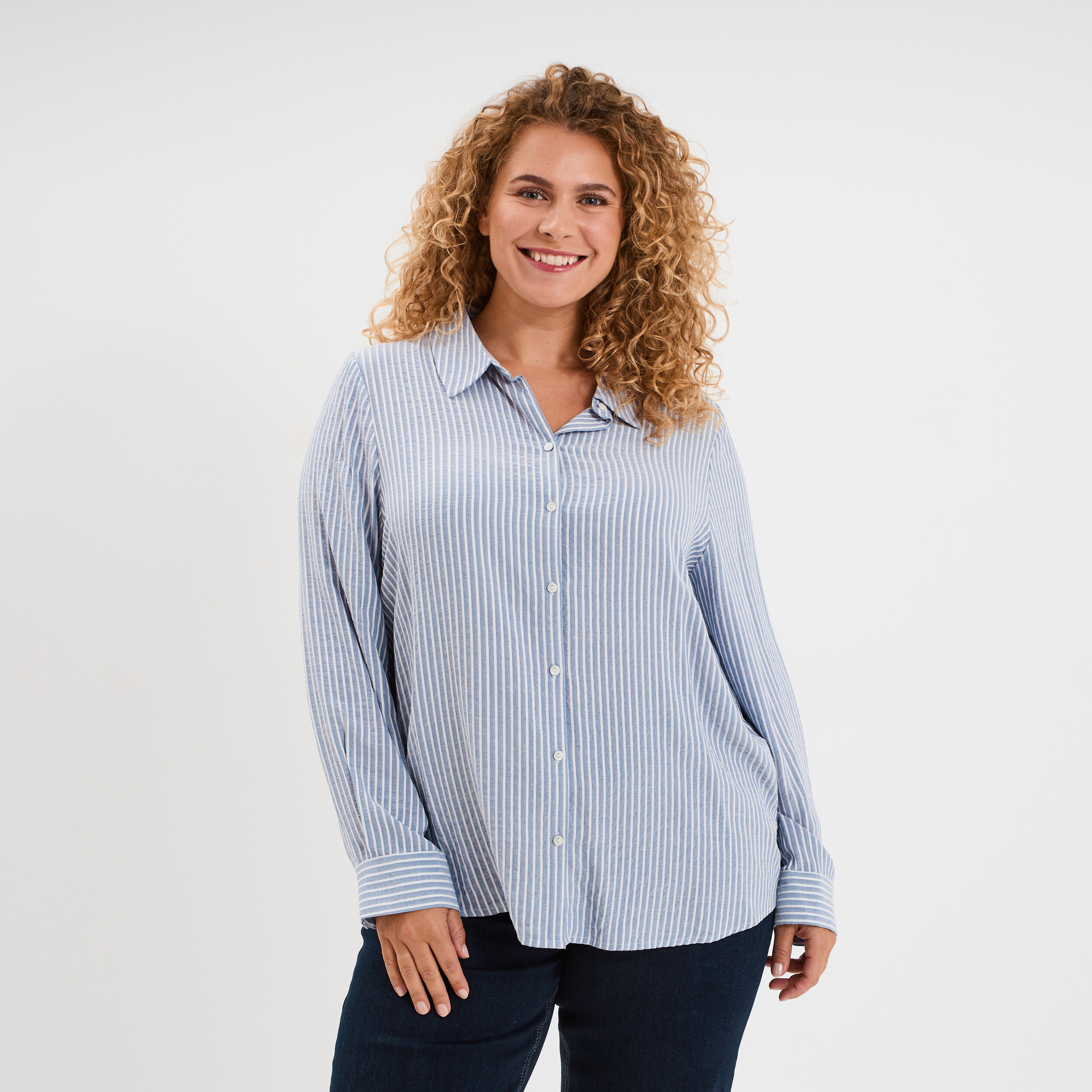 Chemise manches longues bleu marine femme grande taille