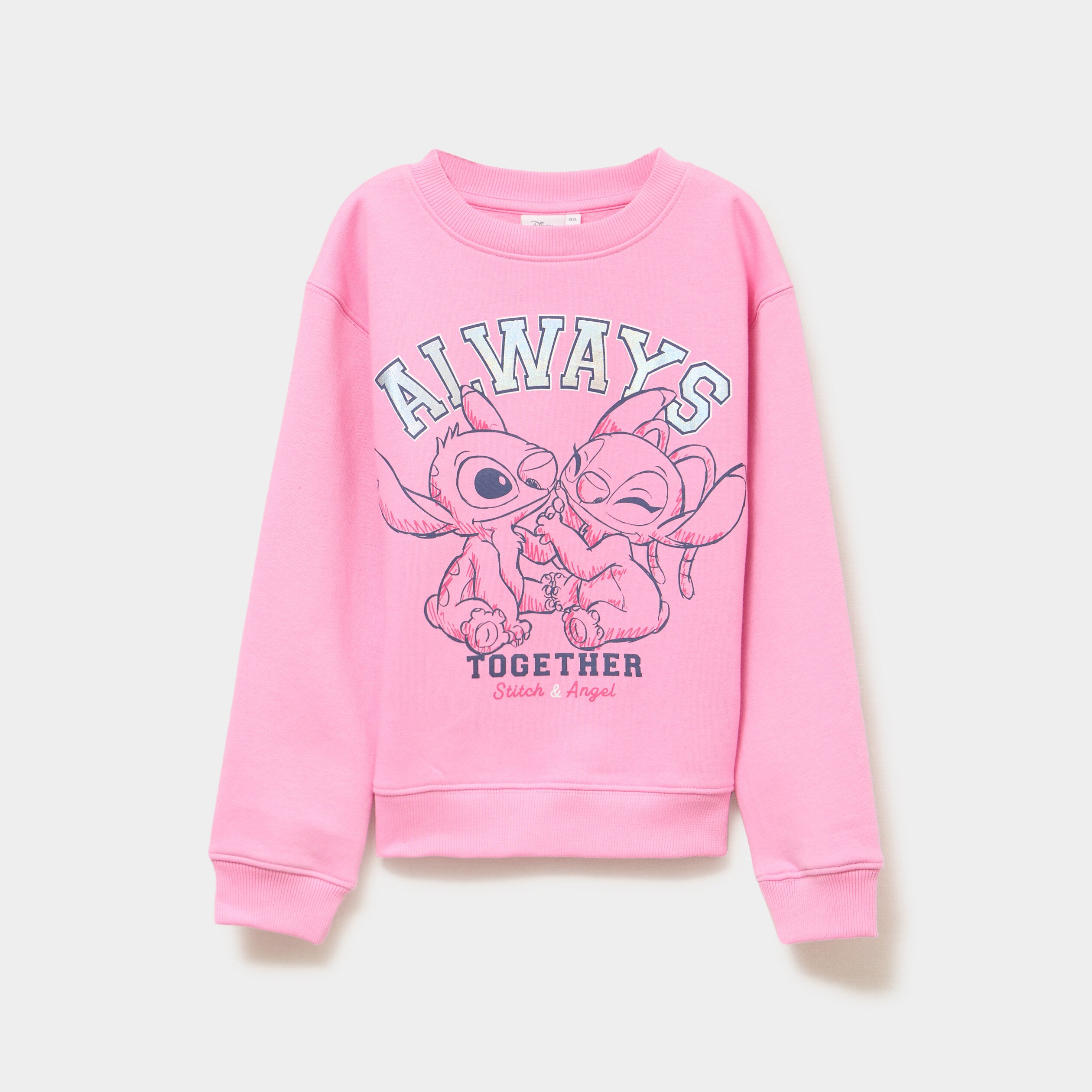 Sweat col rond manches longues Stitch rose fille