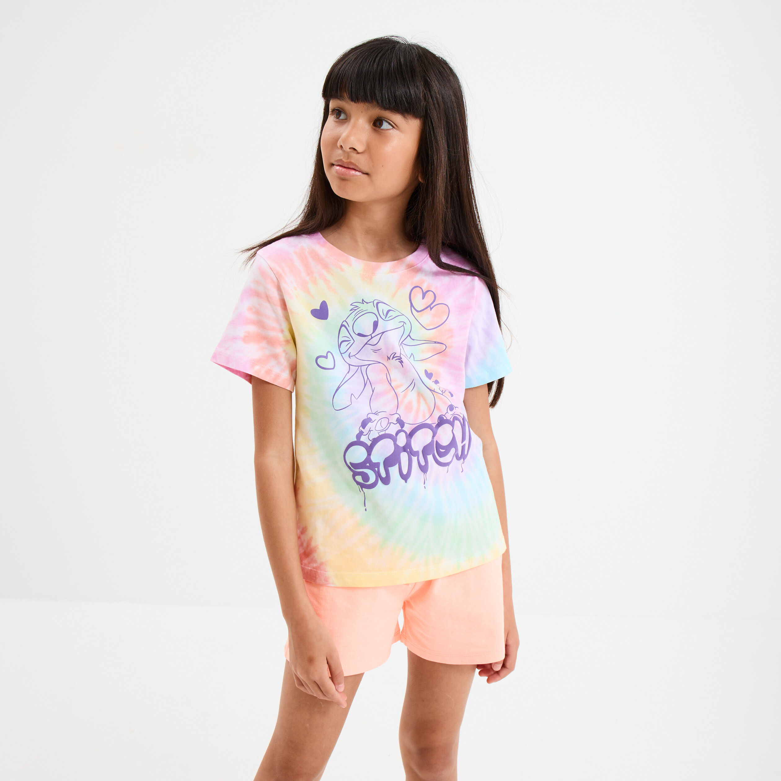 t shirt manches courtes coton stitch multicolore fille T-shirt manches courtes coton Stitch multicolore fille