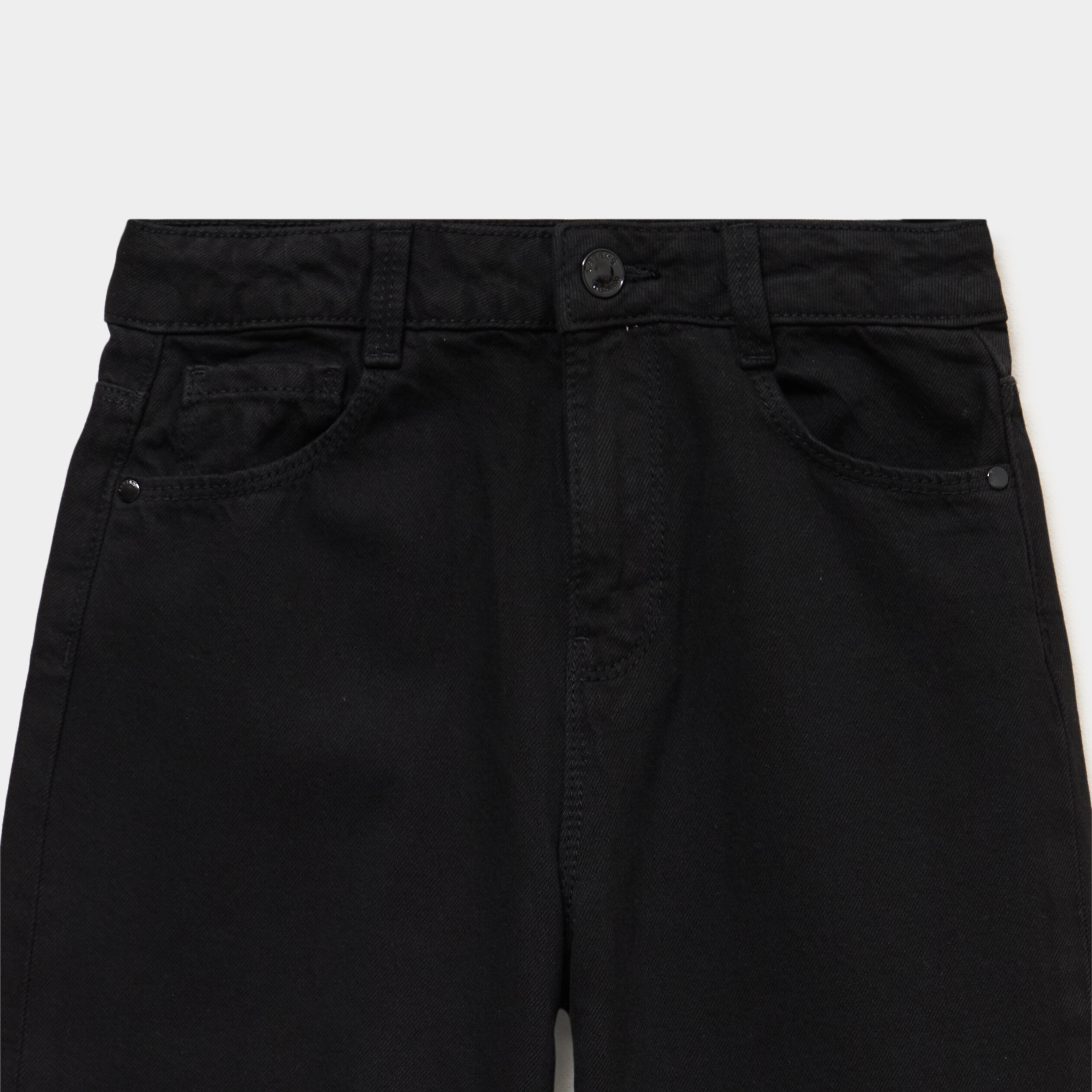 Pantalon coupe large 5 poches coton noir fille