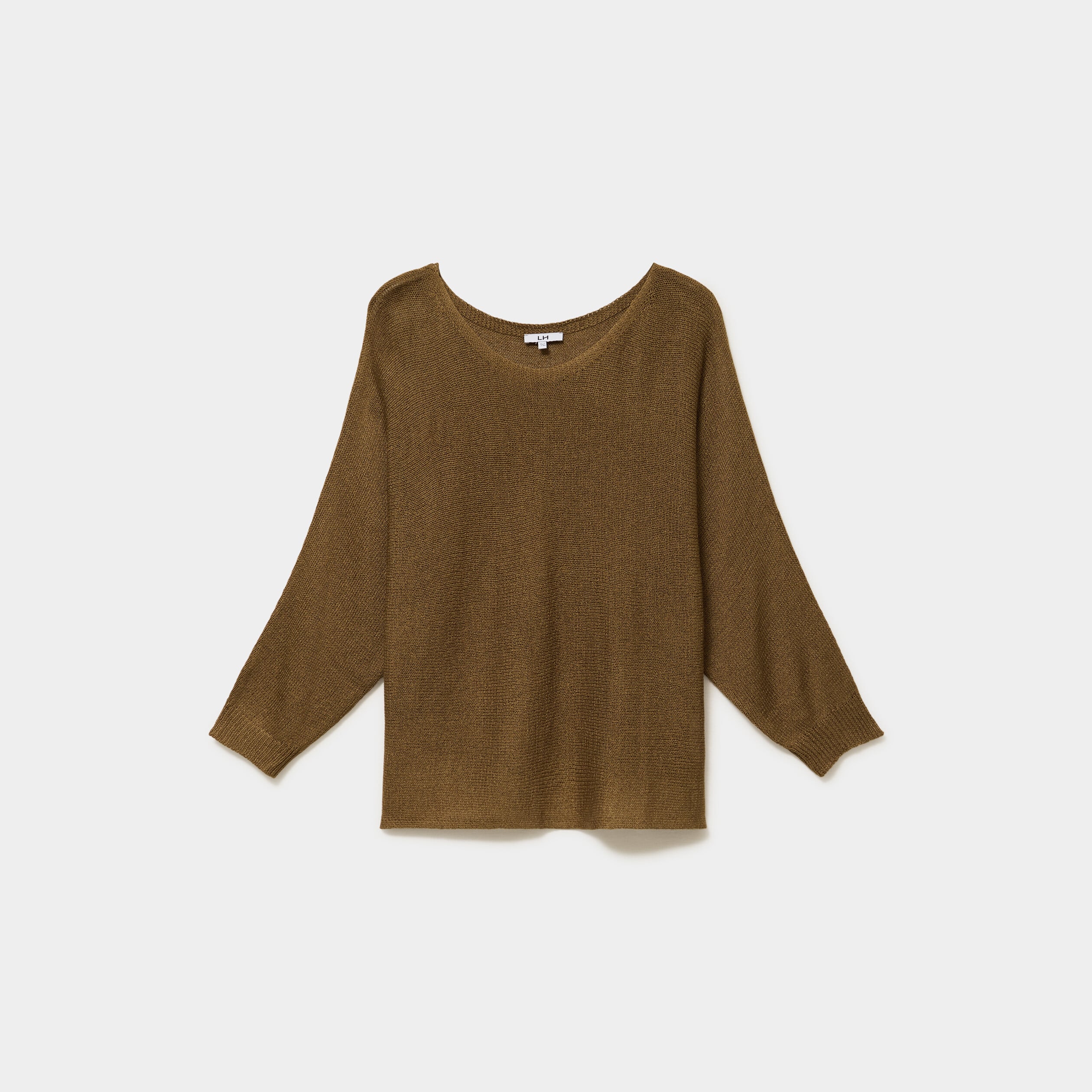 Pull manches longues col rond beige femme grande taille