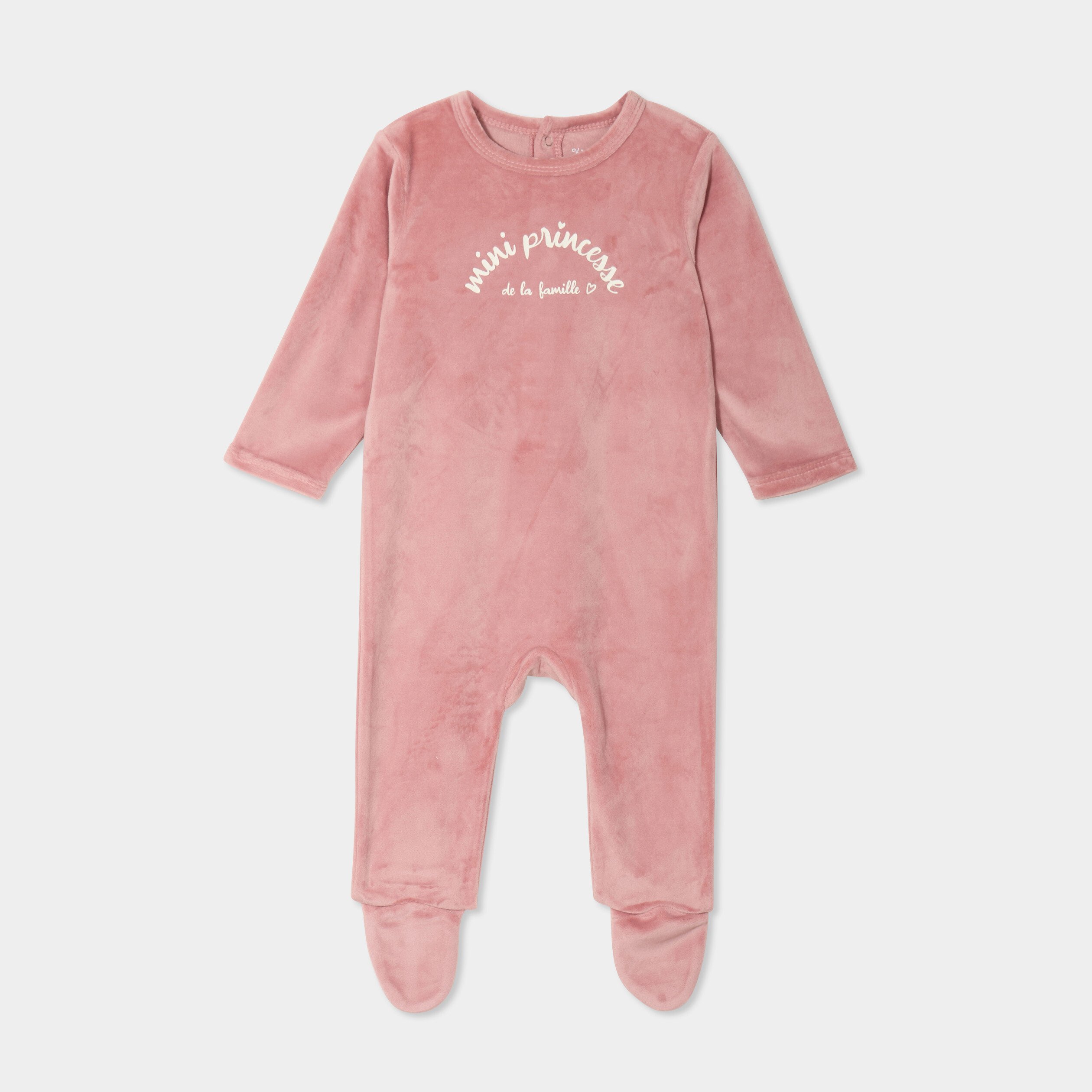 dors bien effet velours manches longues vieux rose bebef Dors-bien effet velours manches longues vieux rose bébé fille