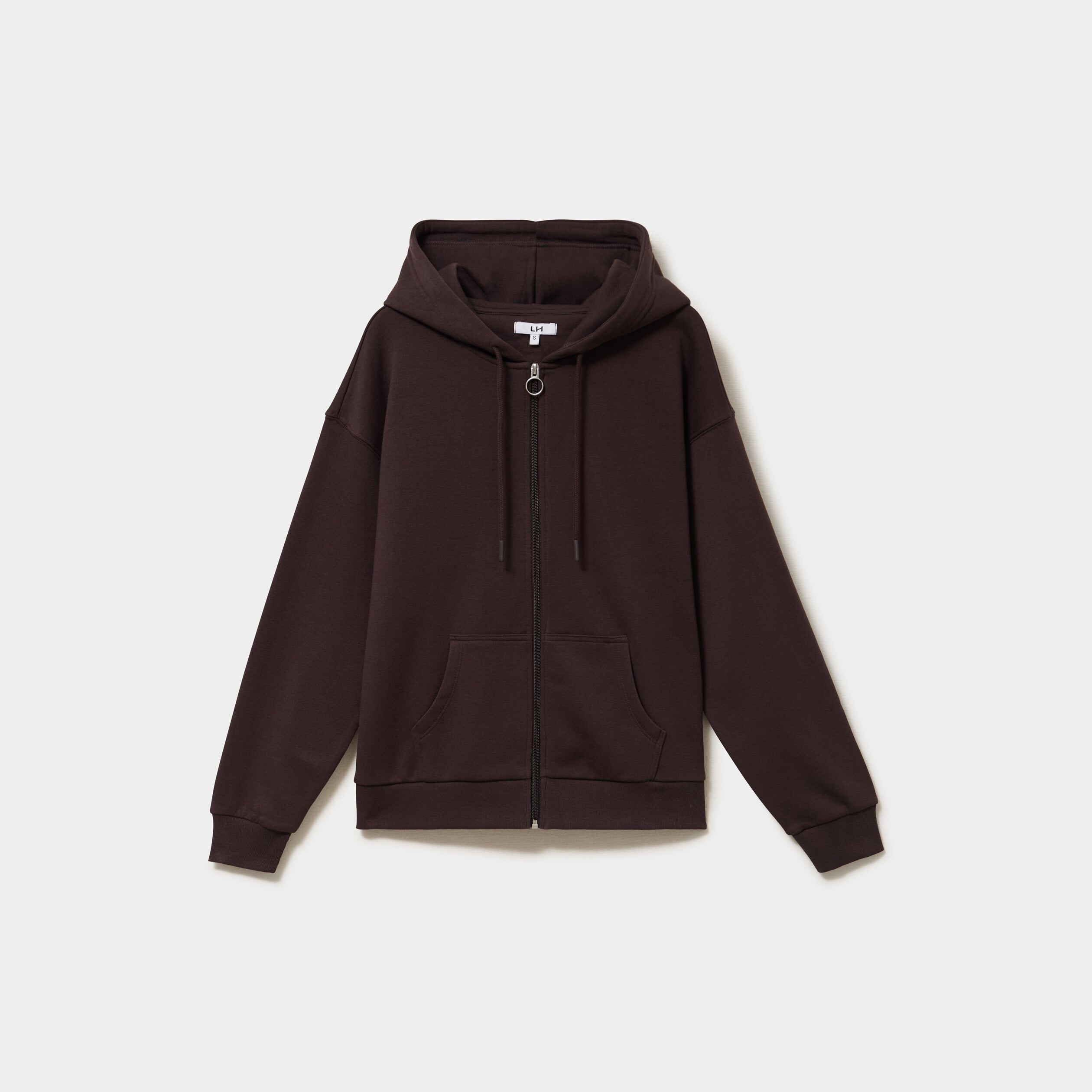 Sweat zipp&eacute; &agrave; capuche marron fonc&eacute; femme