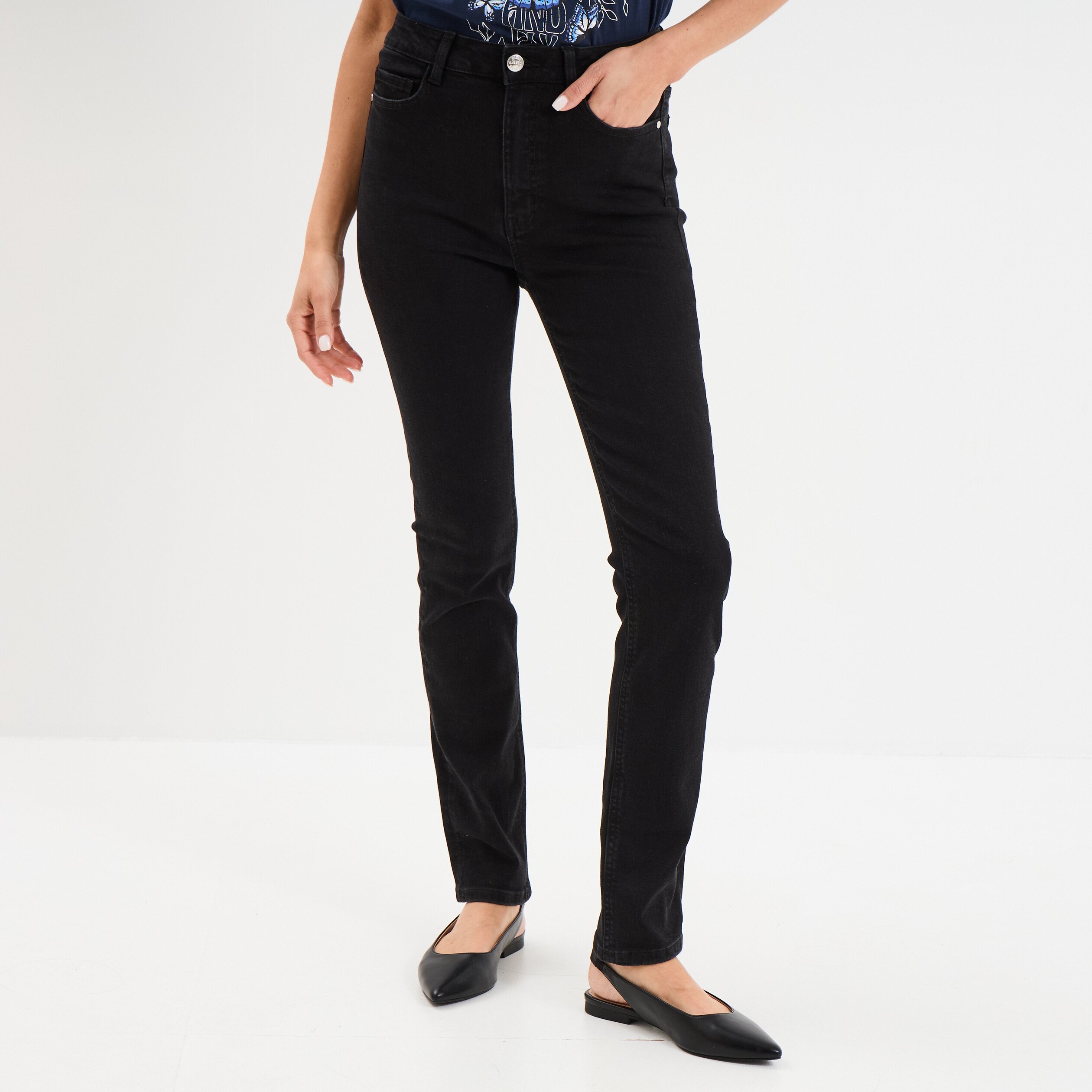 jeans slim taille haute denim noir femme Jeans slim taille haute denim noir femme