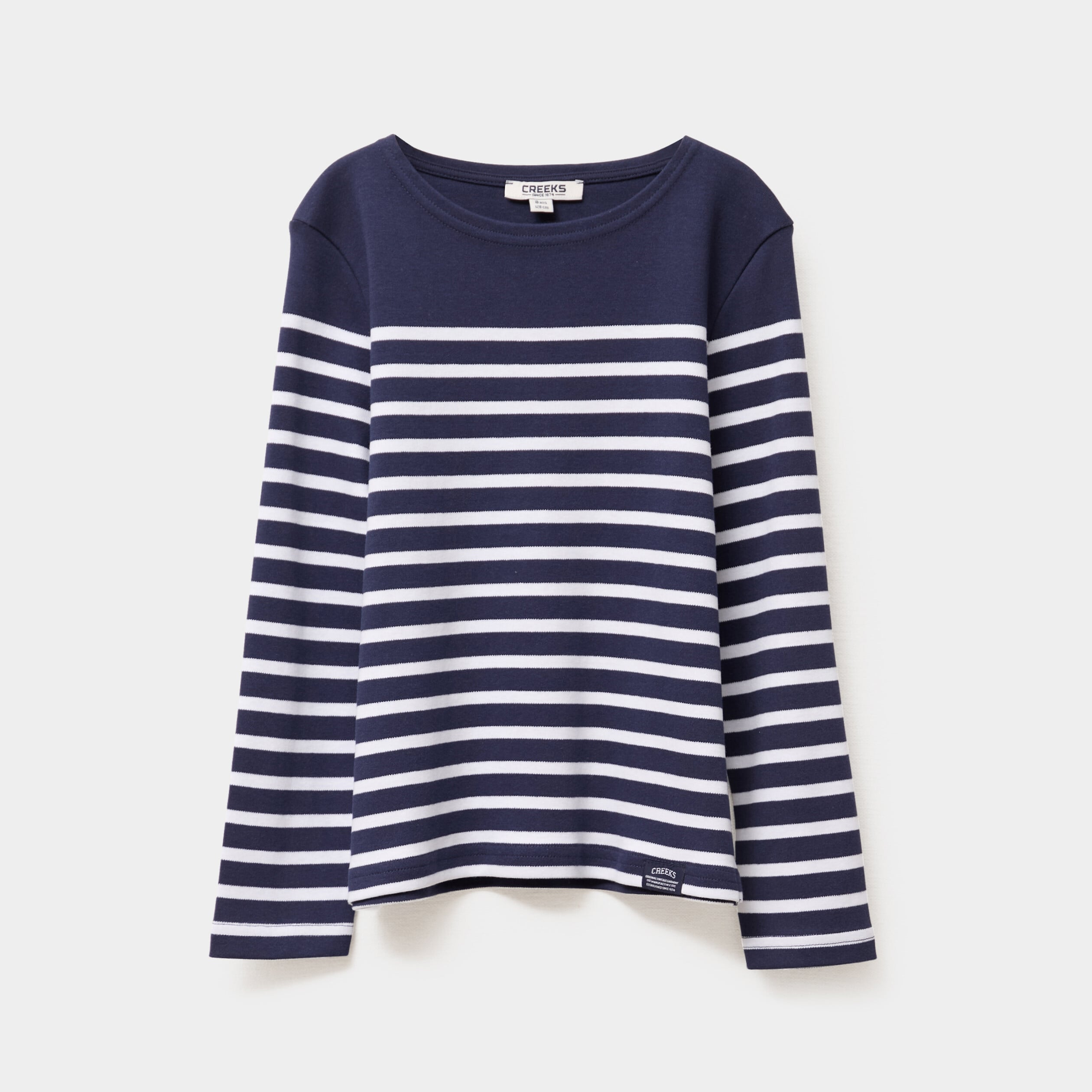 T-shirt marini&egrave;re manches longues coton bleu marine fille
