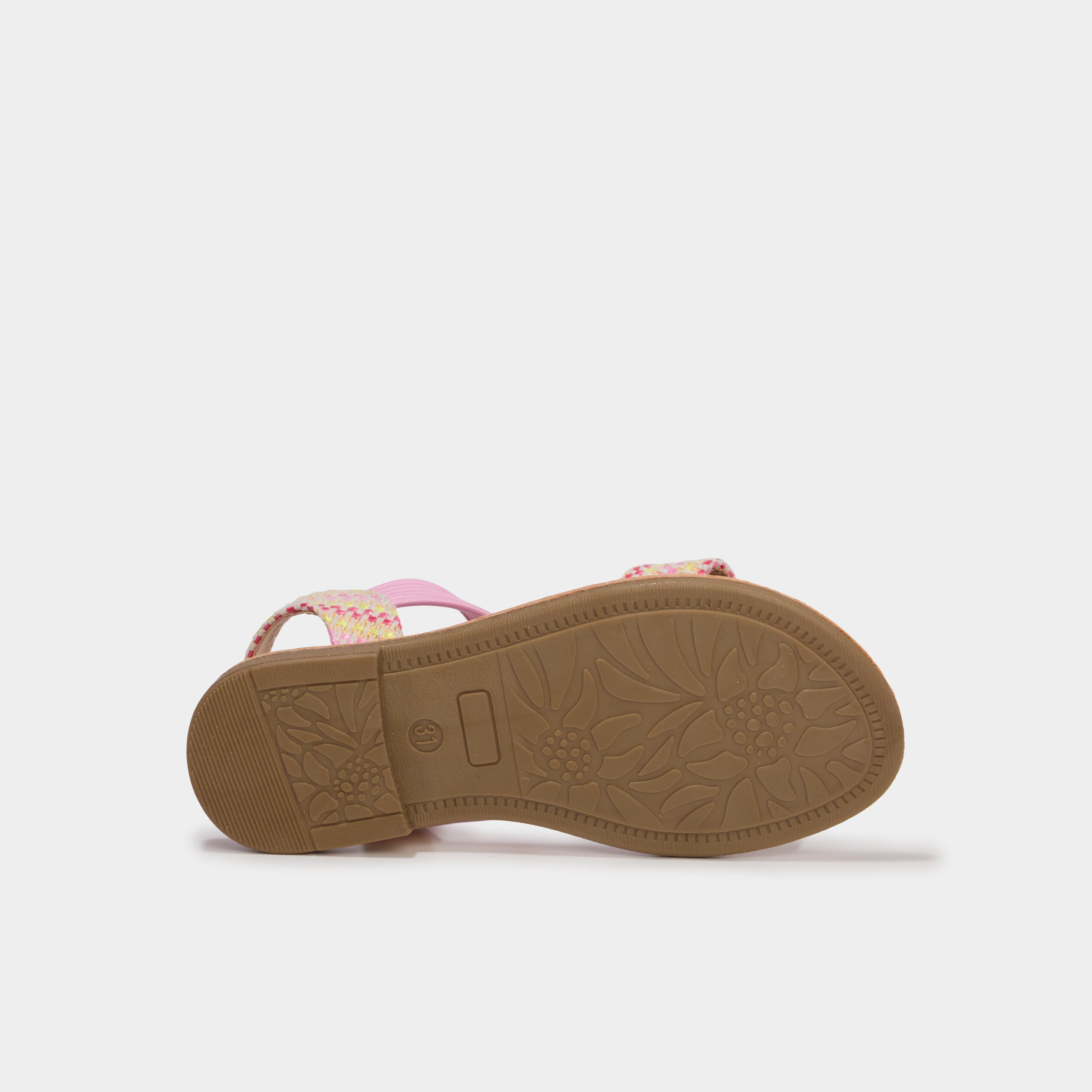 Sandales tress&eacute;es &agrave; brides &eacute;lastiqu&eacute;es rose fille