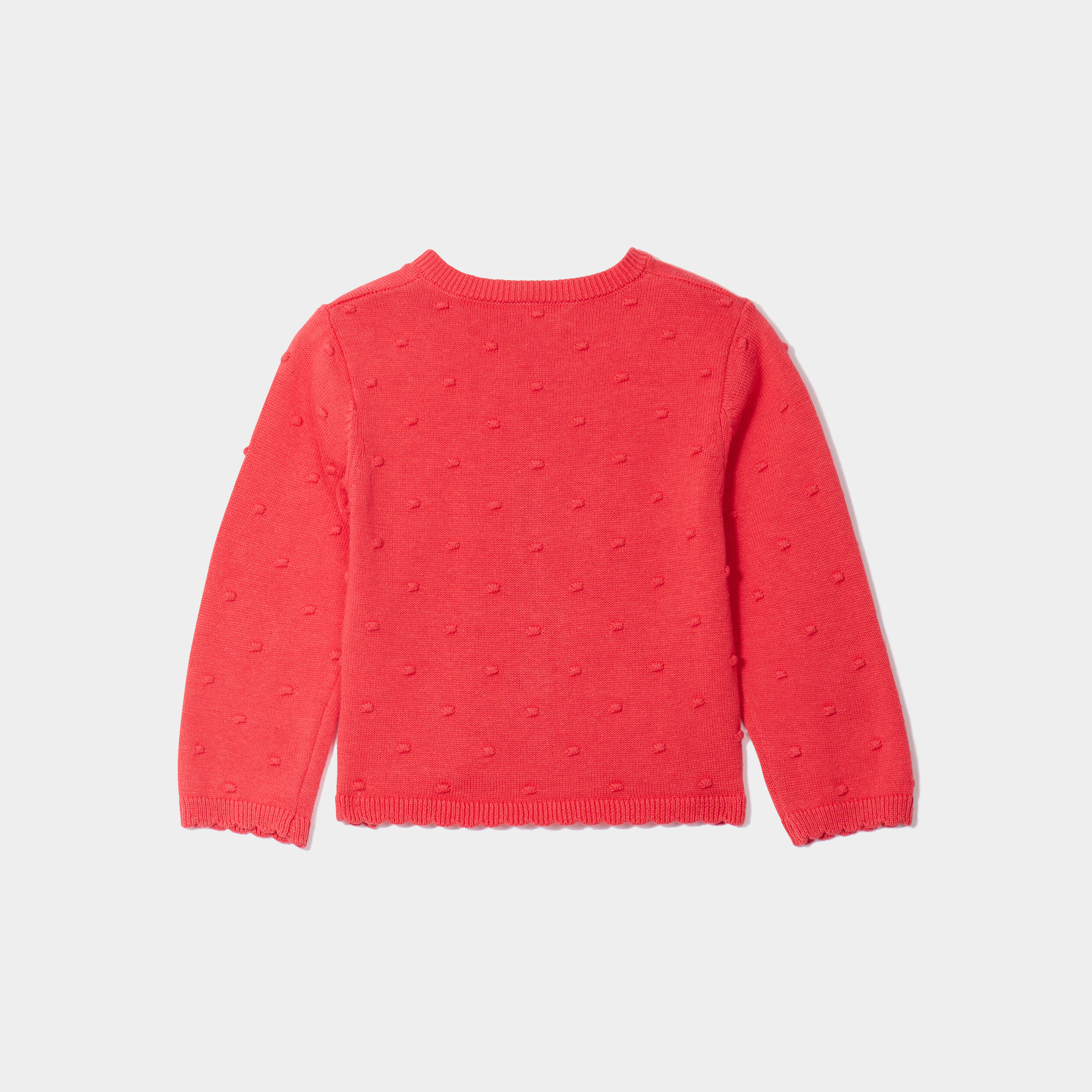 gilet coton boutonne a bord festonne rose corail bebef Gilet coton boutonné à bord festonné rose corail bébé fille