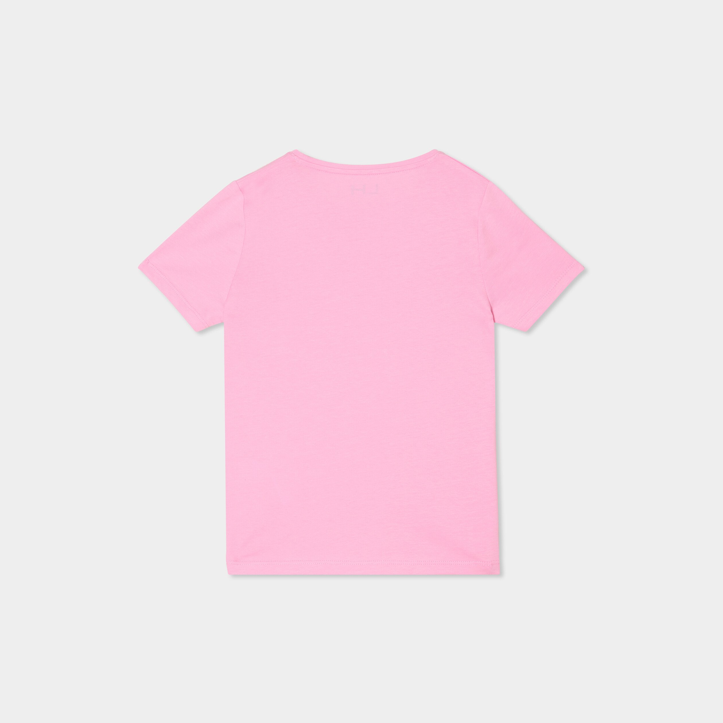t shirt manches courtes en coton rose fille T-shirt manches courtes en coton rose fille