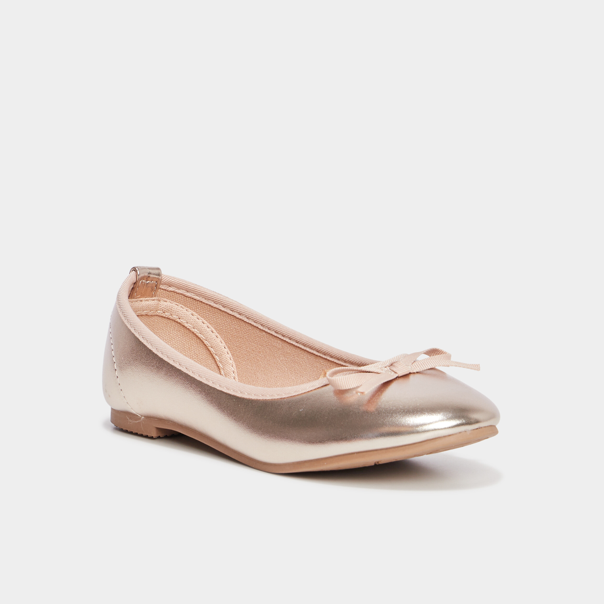 Ballerines effet m&eacute;tallis&eacute; jaune or fille