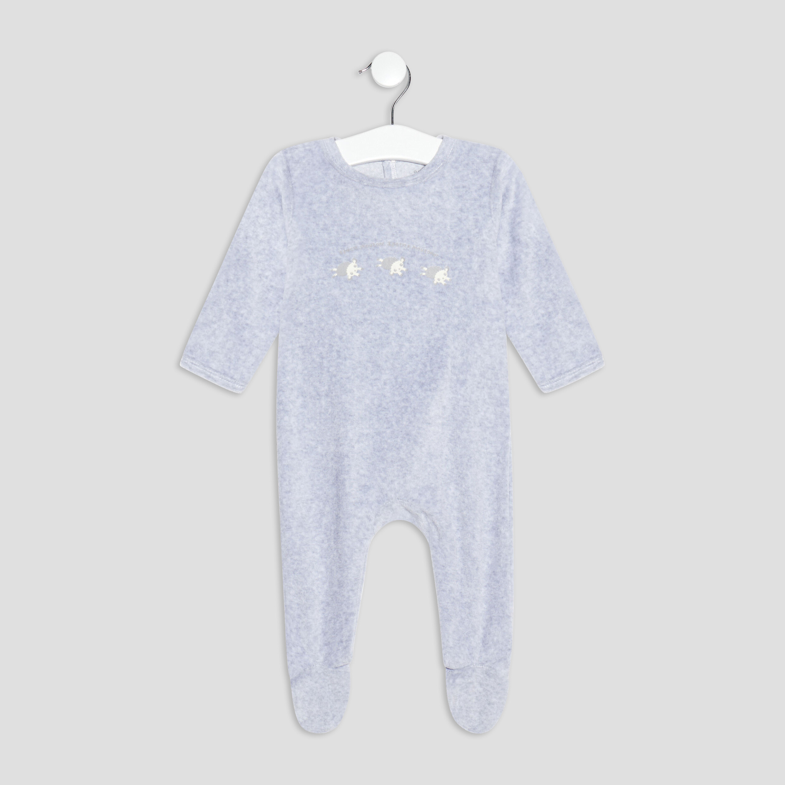 dors bien velours manches longues gris clair bebe Dors-bien velours manches longues gris clair bébé