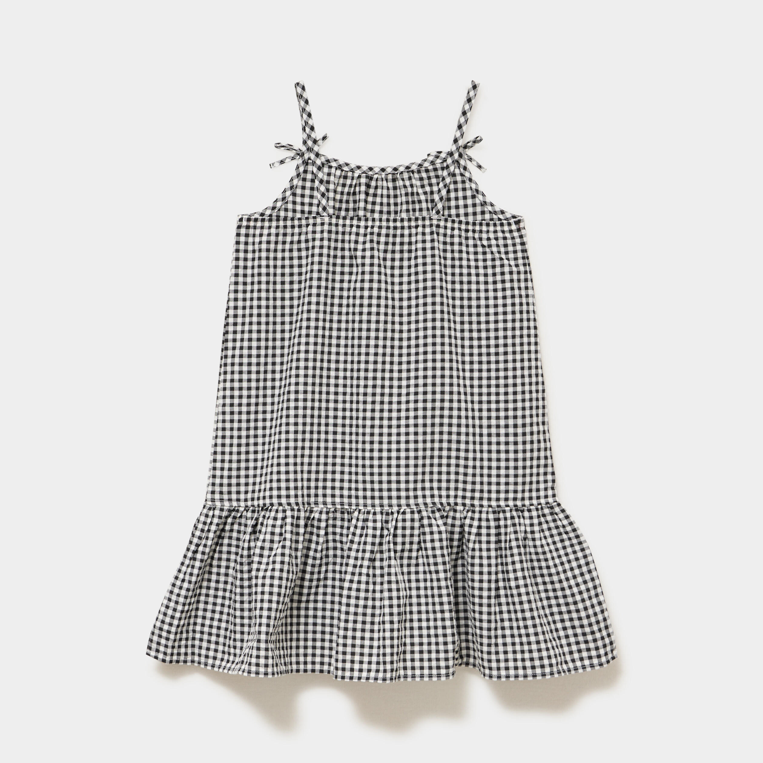 Robe courte &agrave; bretelles et volants noir fille