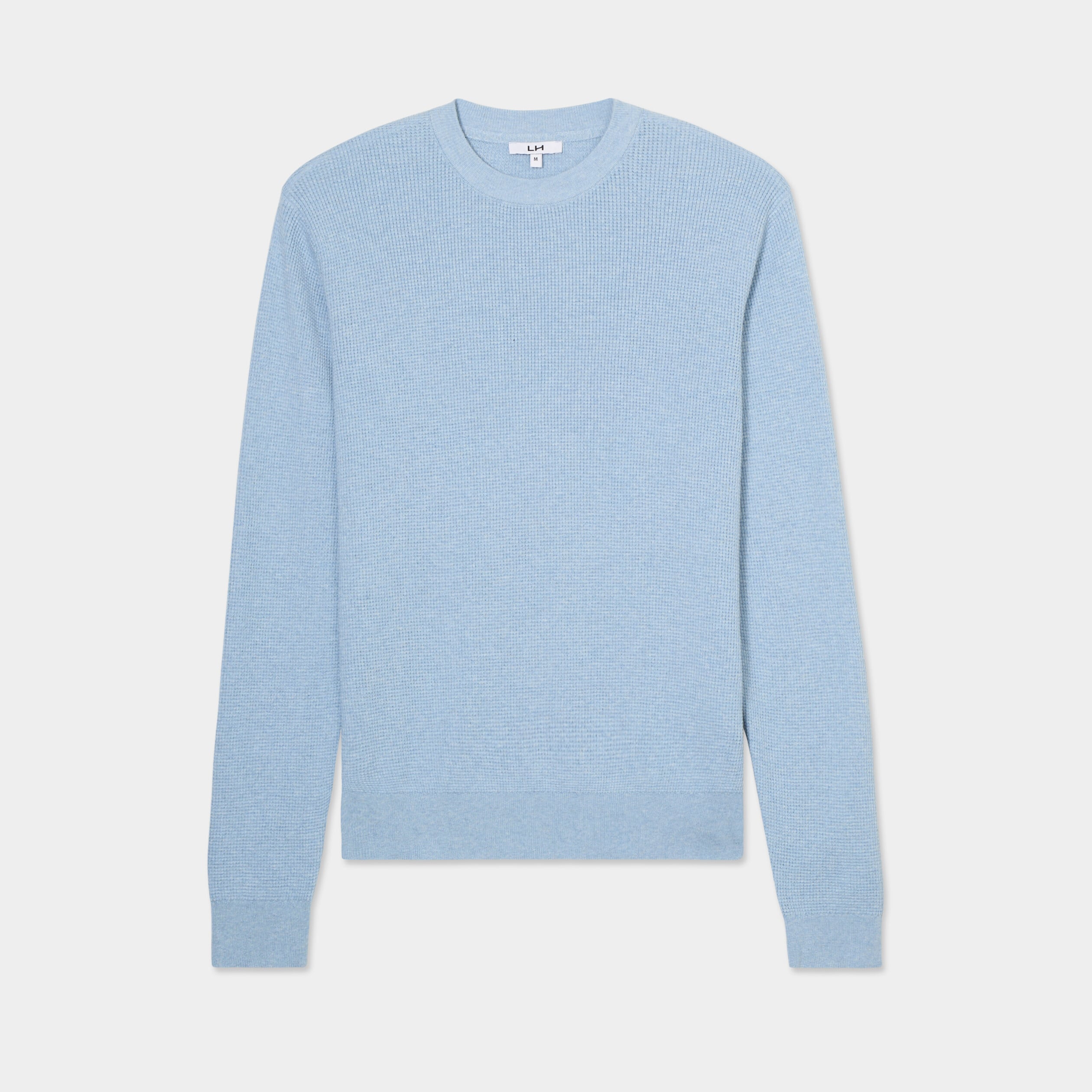Pull en maille textur&eacute;e col rond bleu ciel homme