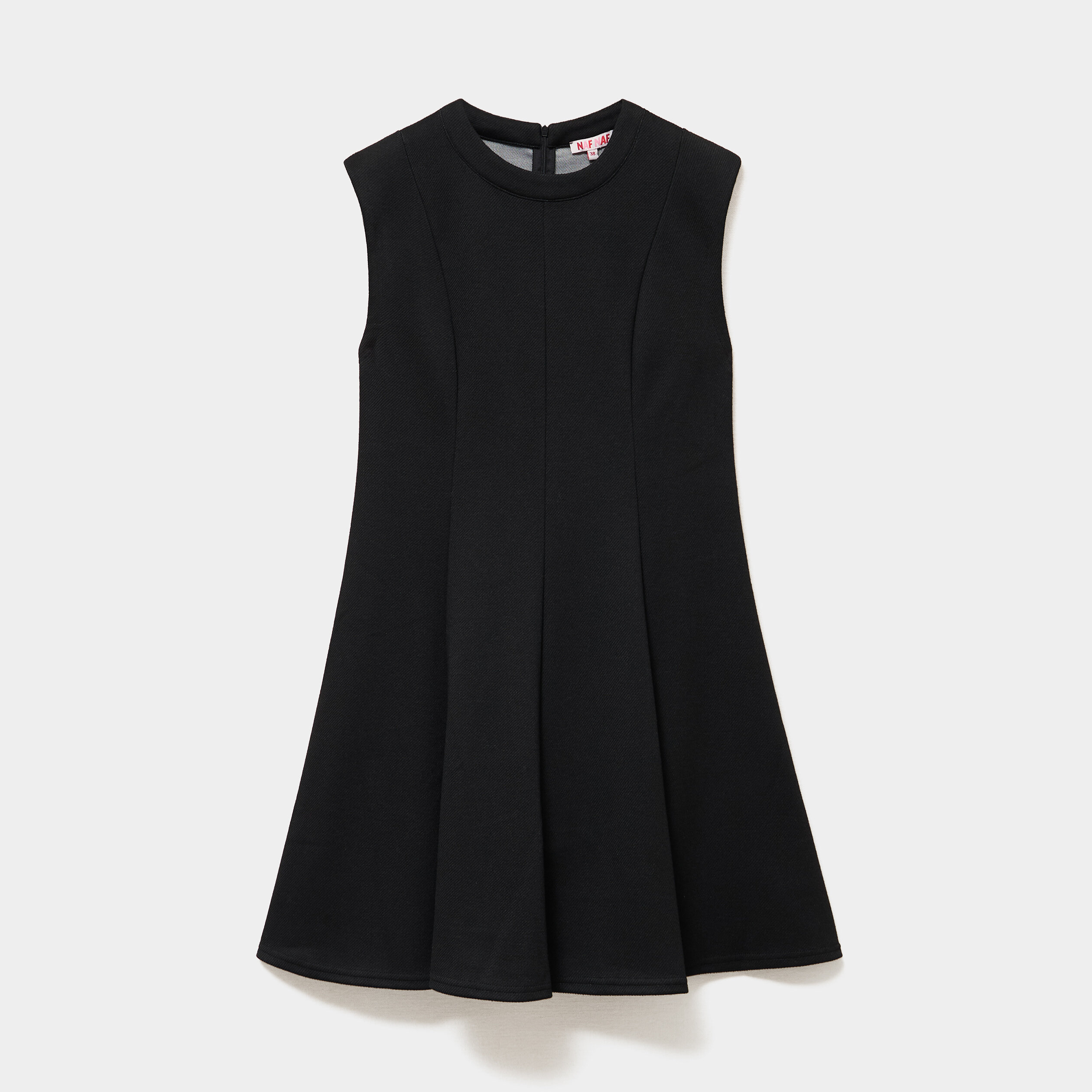 Robe courte trap&egrave;ze sans manches noir femme
