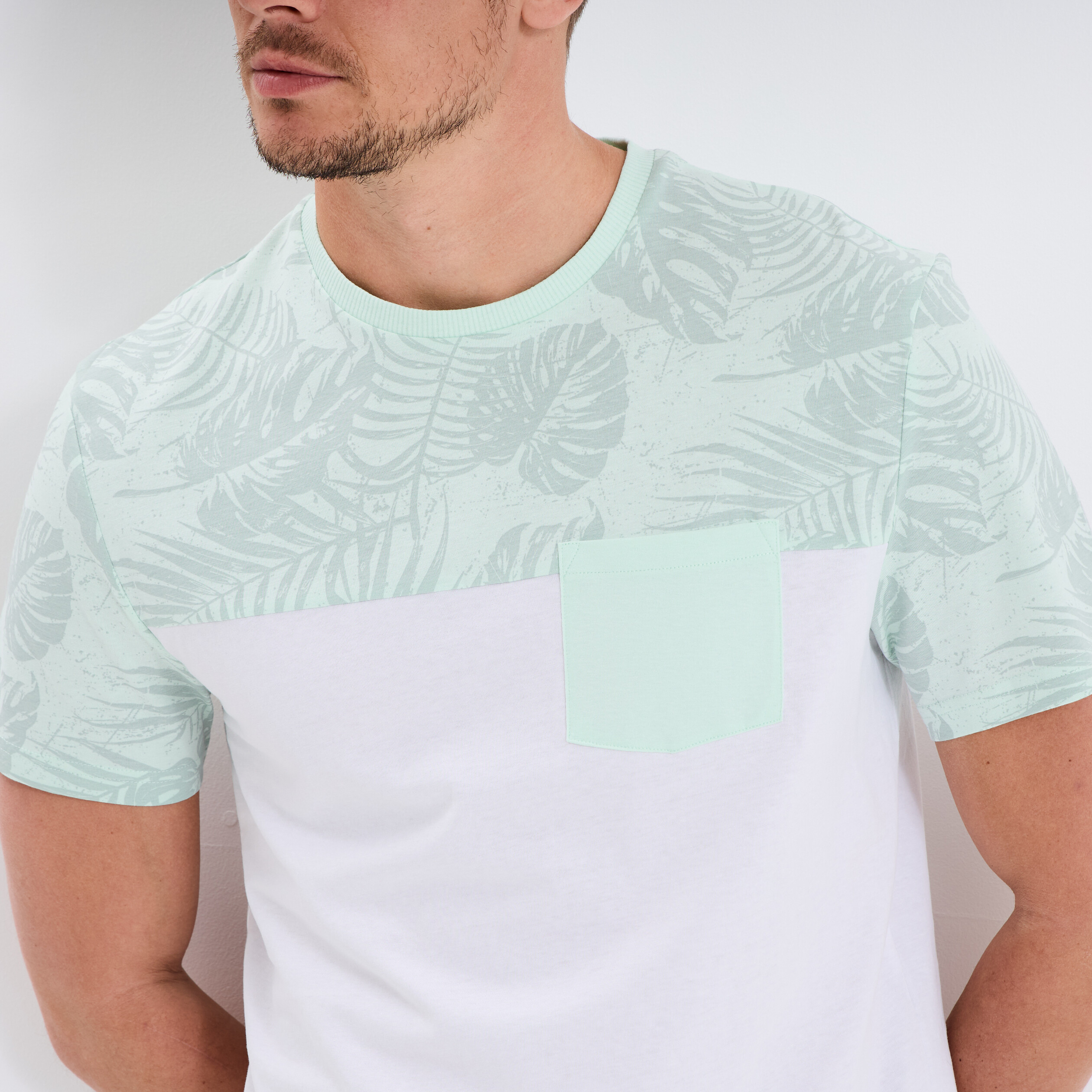 t shirt manches courtes 1 poche coton vert pastel homme T-shirt manches courtes 1 poche coton vert pastel homme