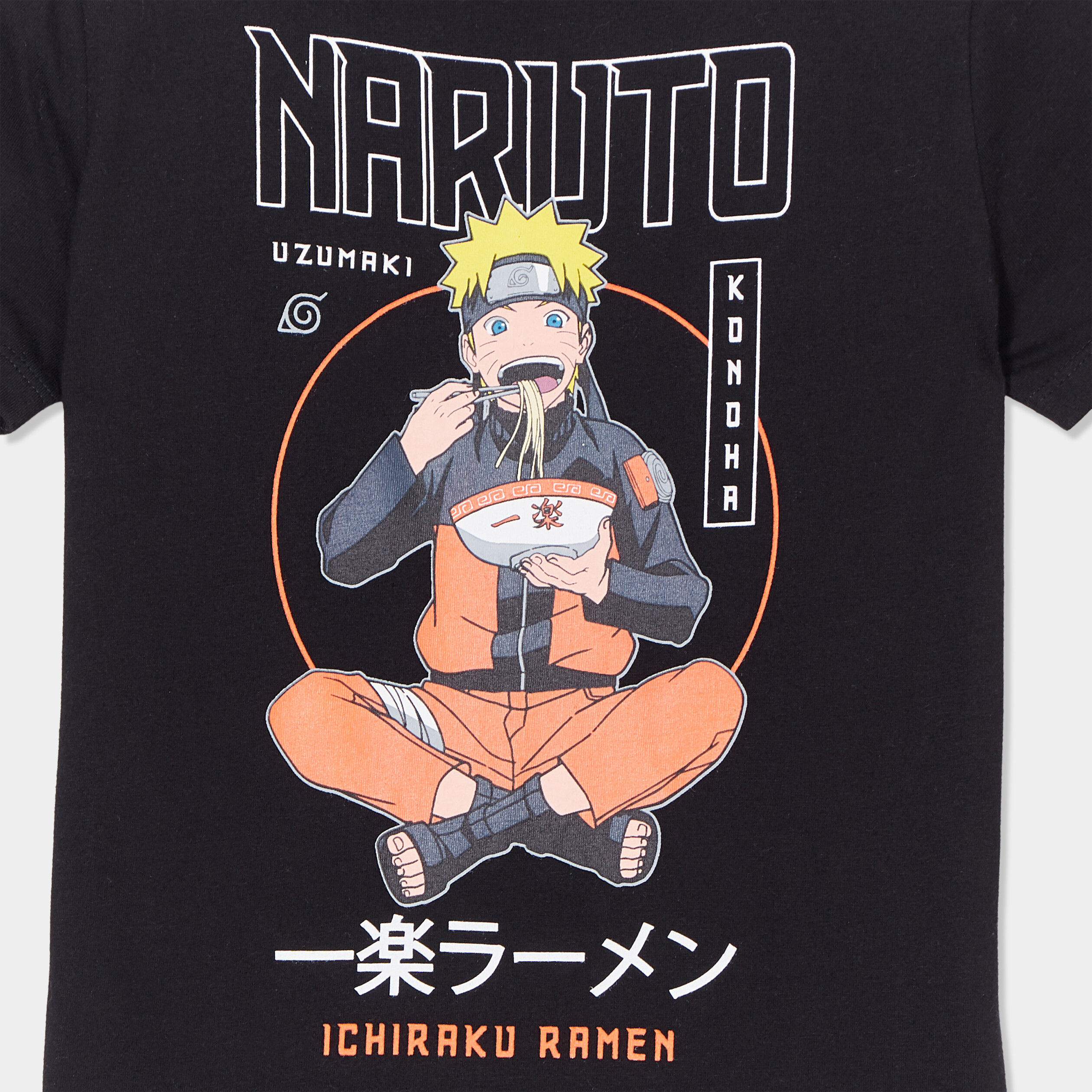 t shirt coton manches courtes naruto noir garcon T-shirt coton manches courtes Naruto noir garçon