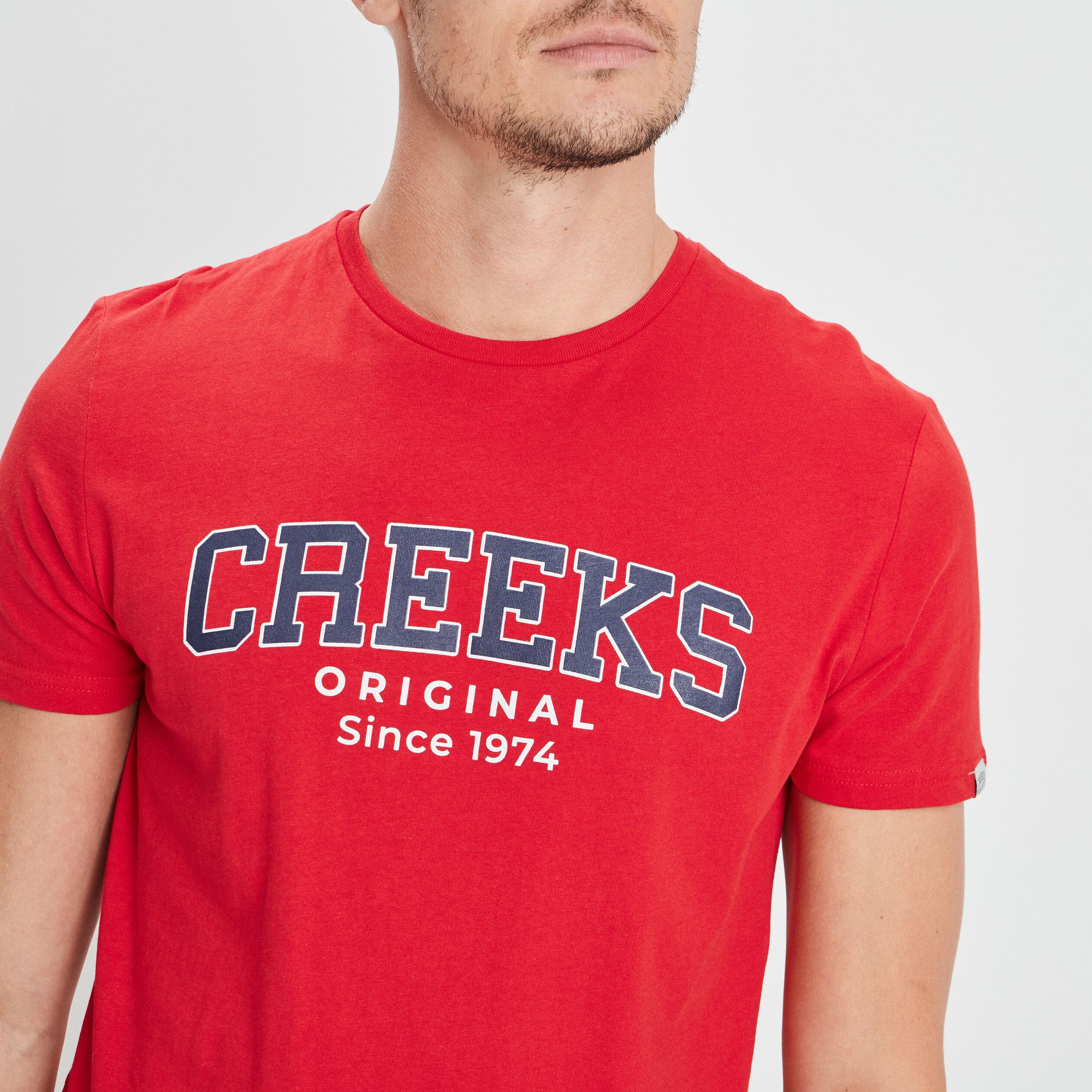 t shirt manches courtes coton creeks rouge homme T-shirt manches courtes coton Creeks rouge homme