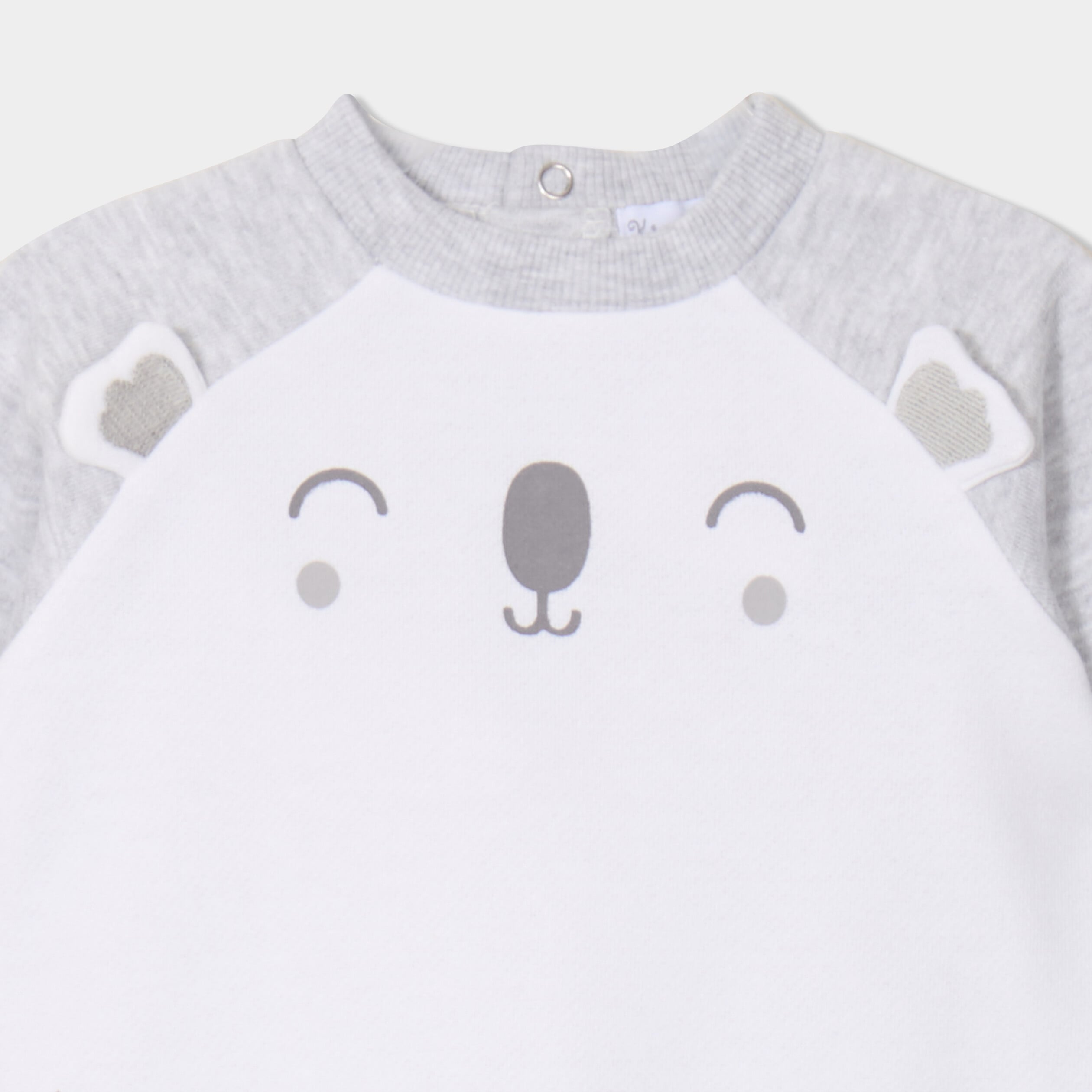 Ensemble 3 pi&egrave;ces avec bonnet coton gris clair b&eacute;b&eacute;