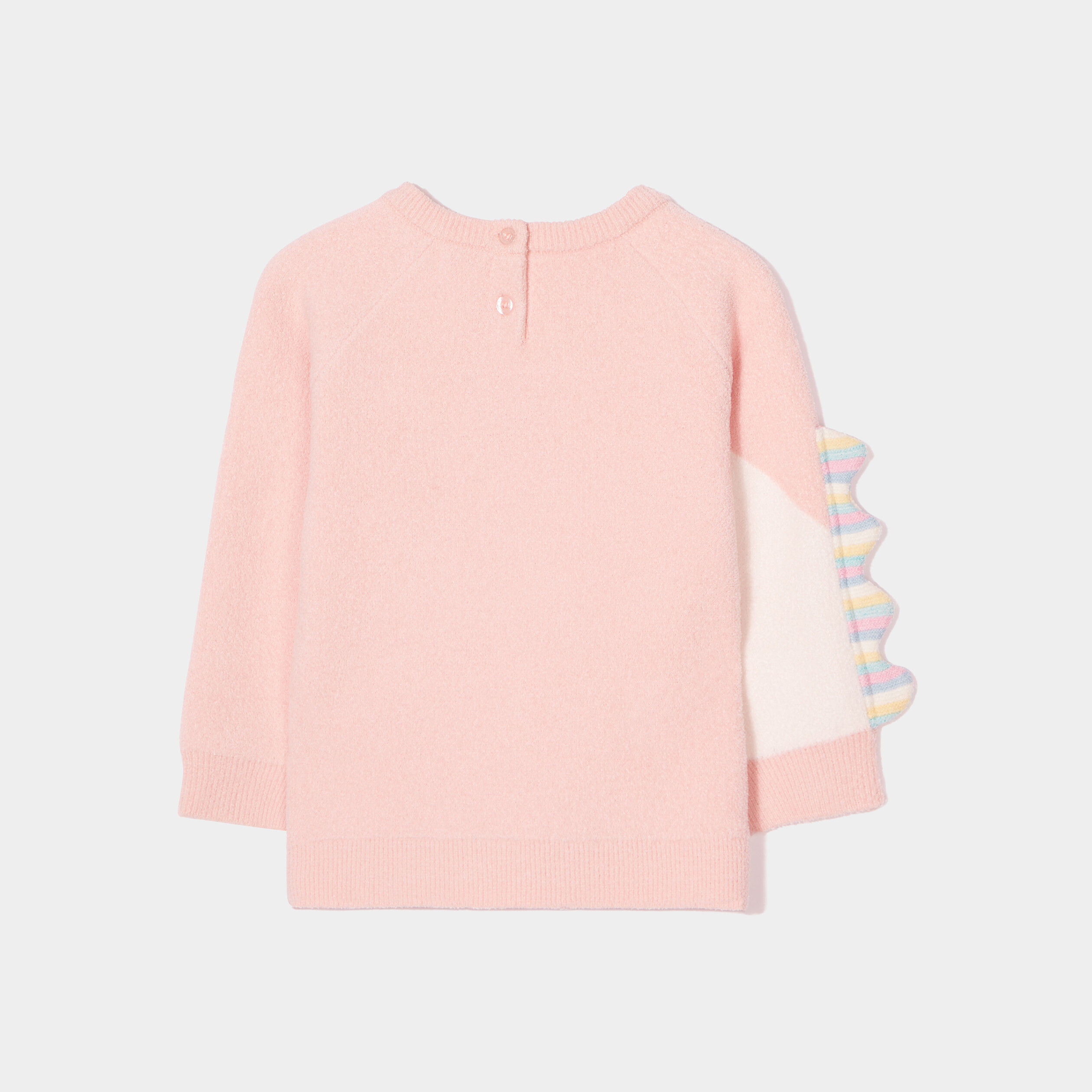 Pull fantaisie col rond manches longues rose clair bébé fille