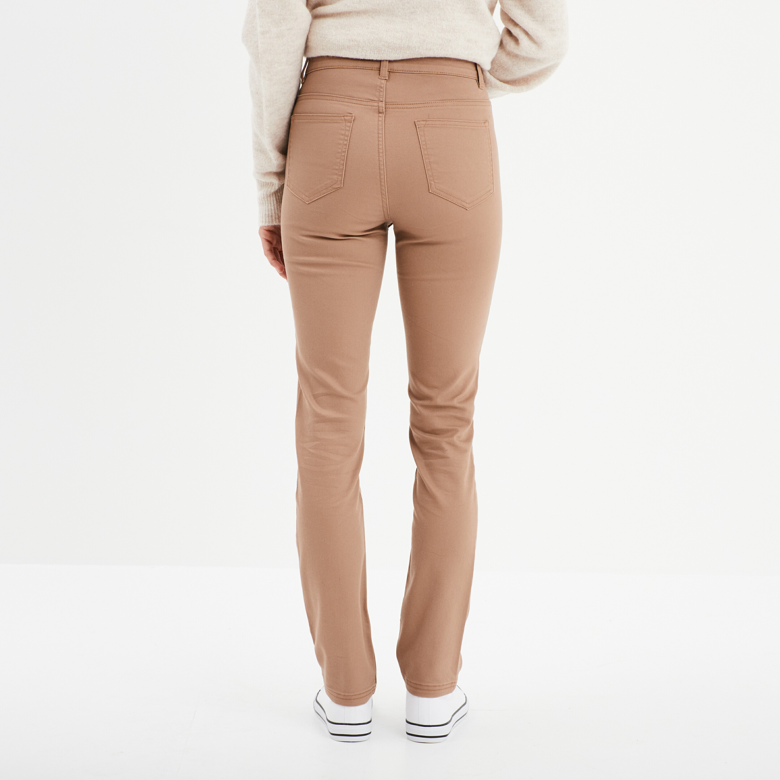 pantalon slim en coton elasthanne marron femme Pantalon slim en coton elasthanne marron femme