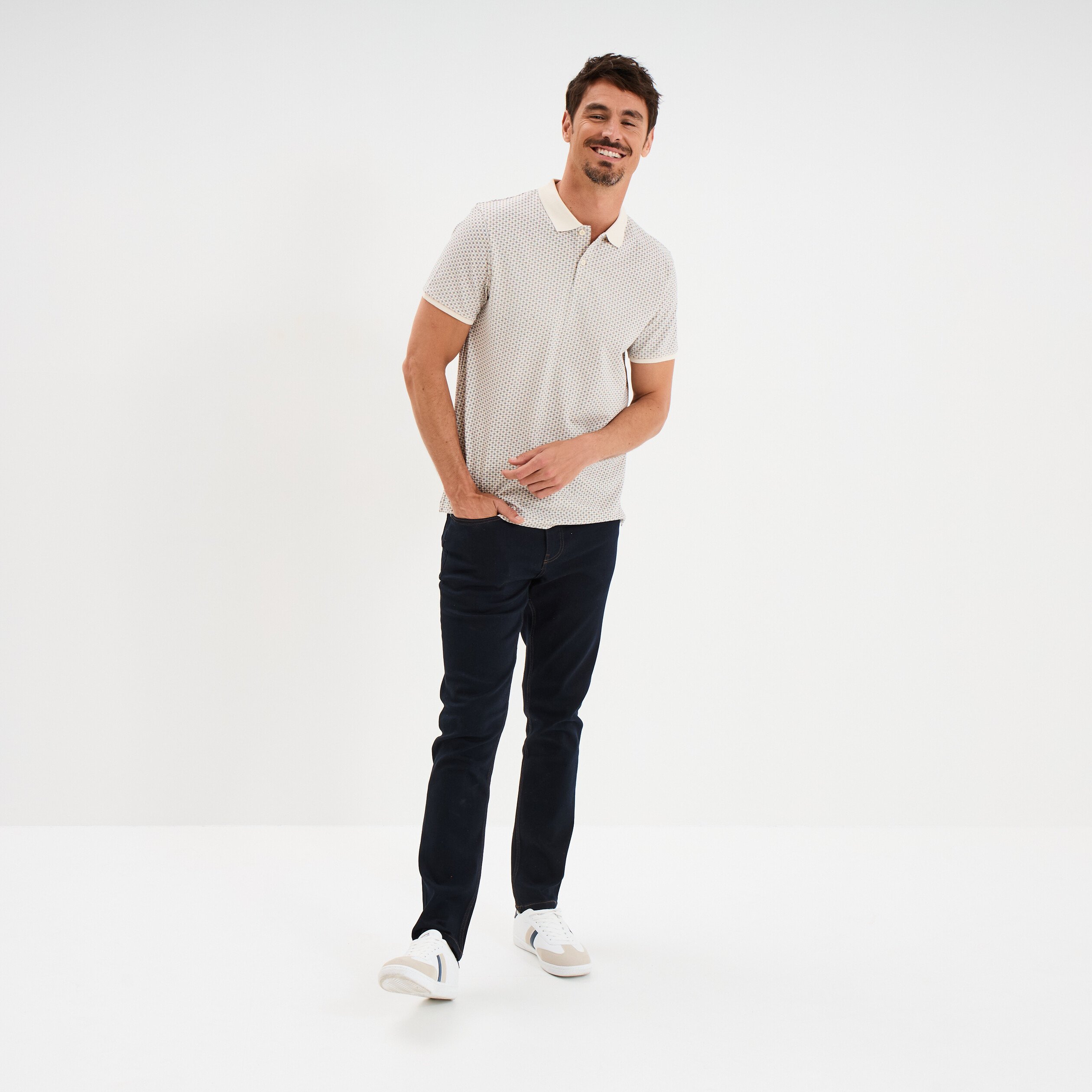 polo droit manches courtes coton blanc homme Polo droit manches courtes coton blanc homme