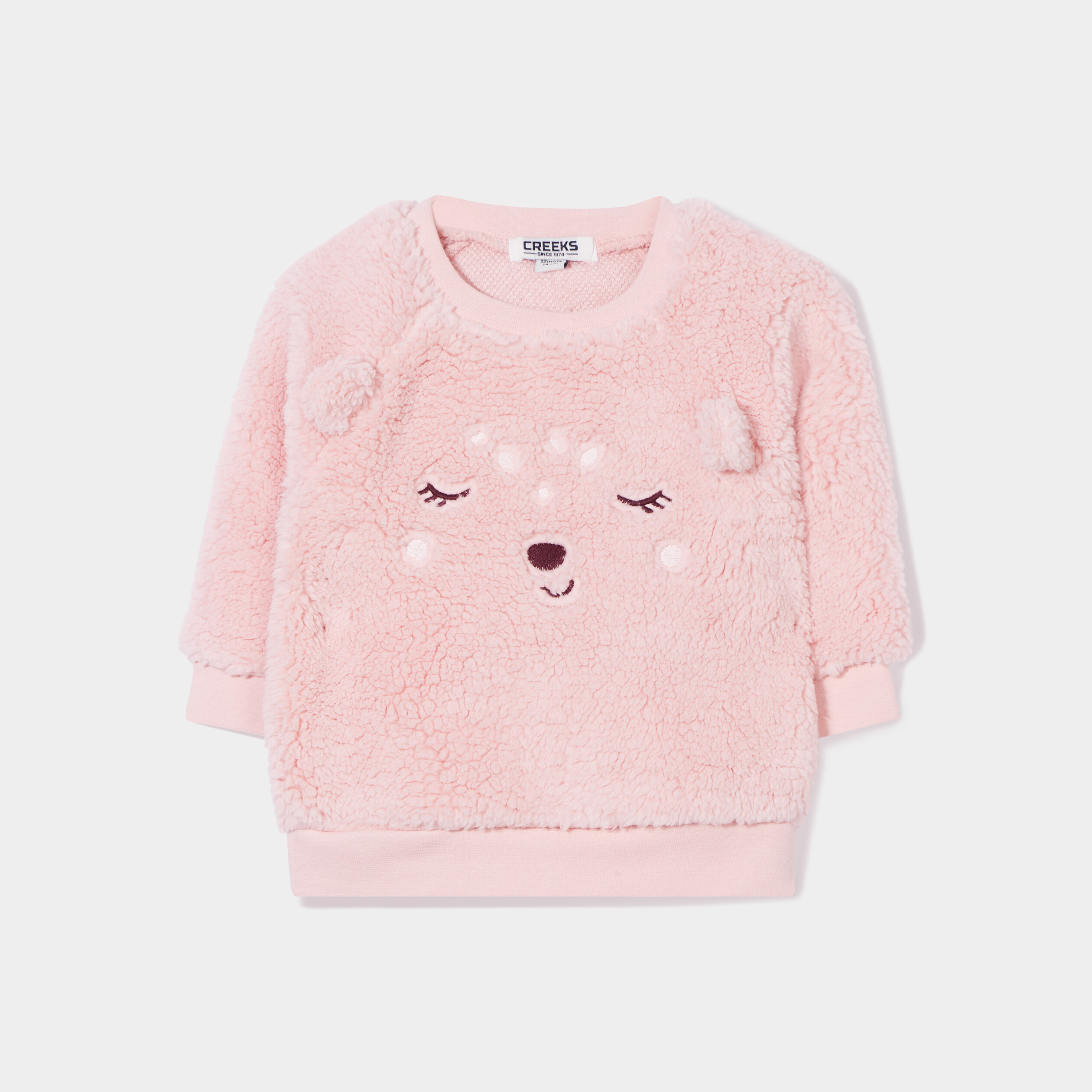 Sweat manches longues rose clair bébé fille