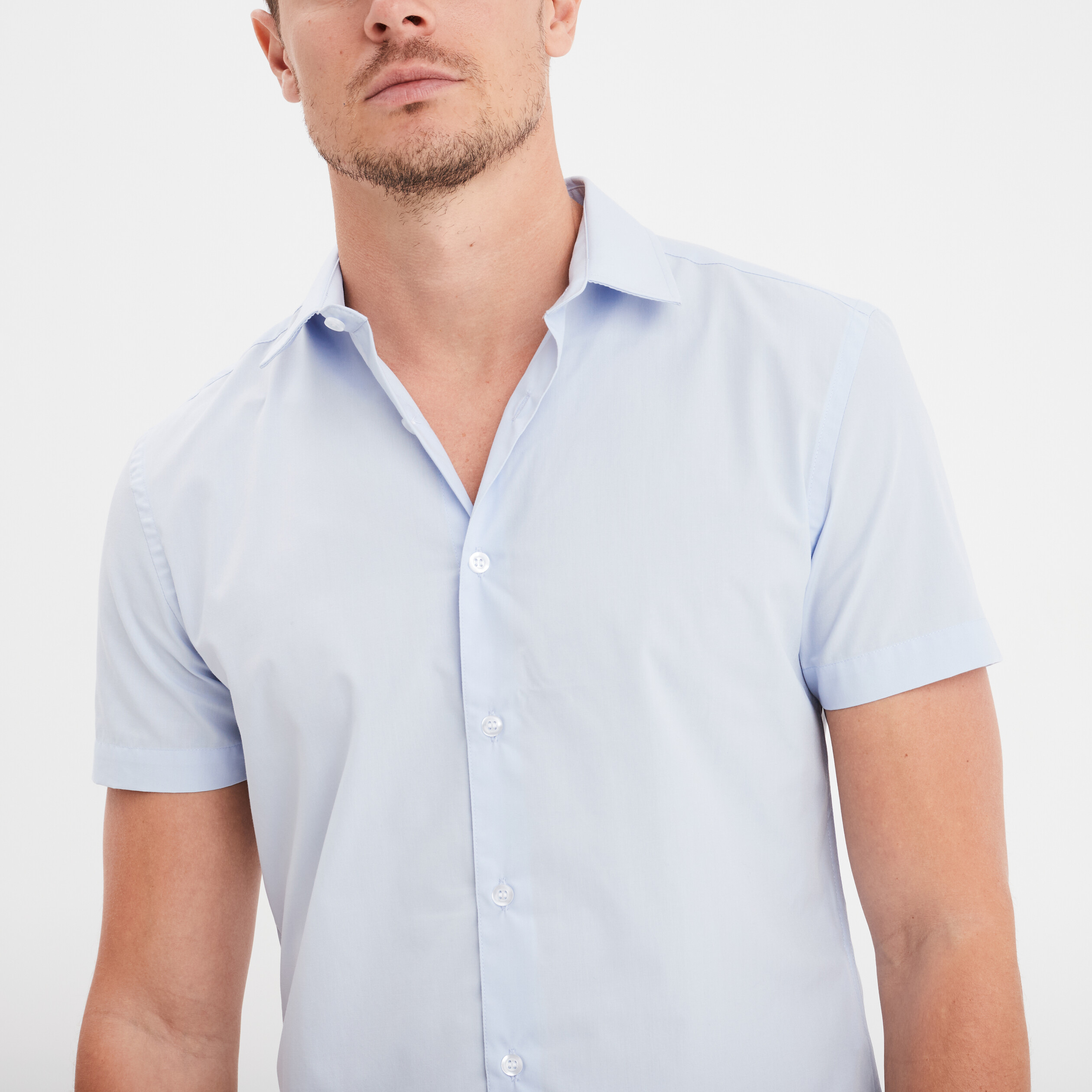 Chemise droite manches courtes bleu ciel homme