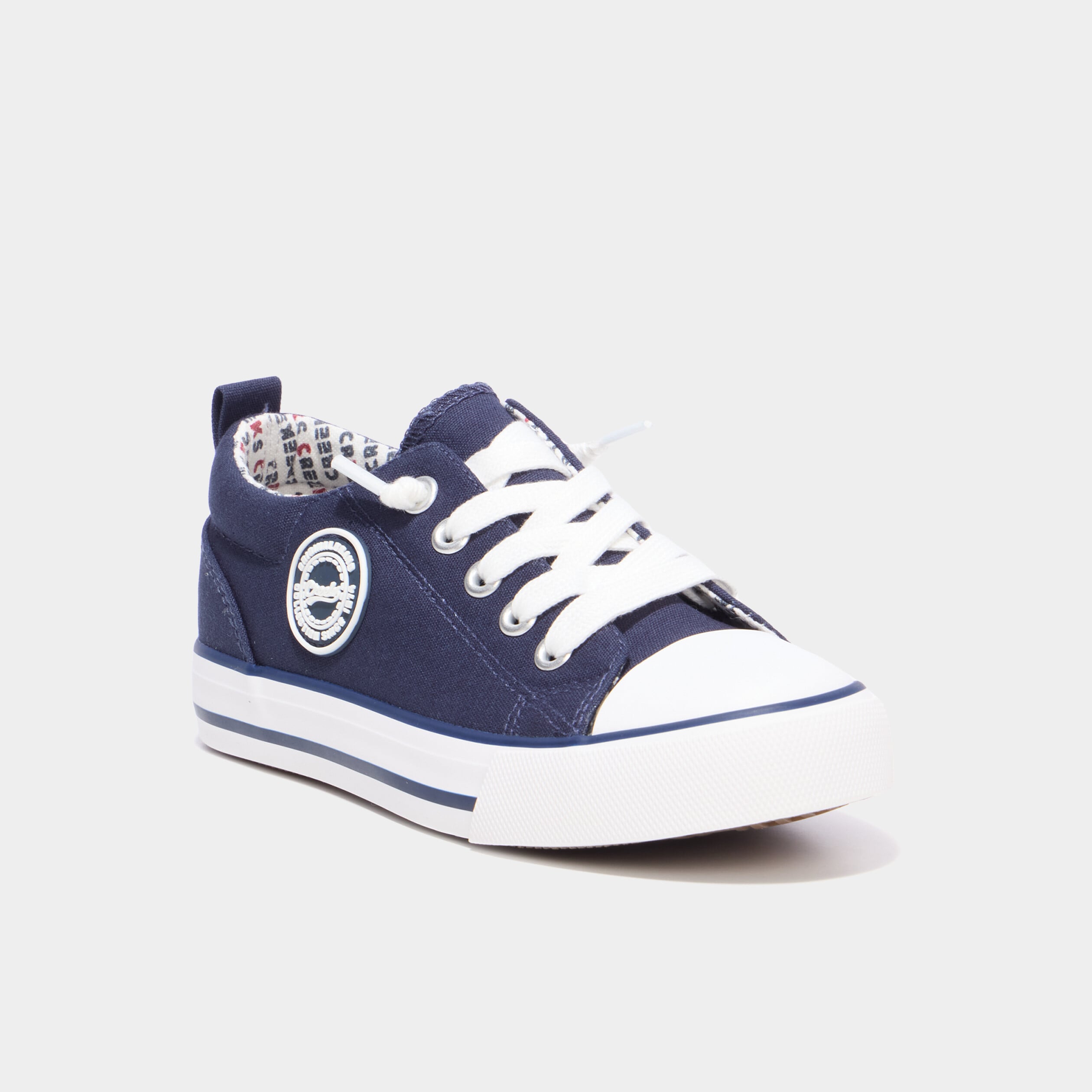 Tennis basses toile lacets bout renforc&eacute; bleu marine gar&ccedil;on