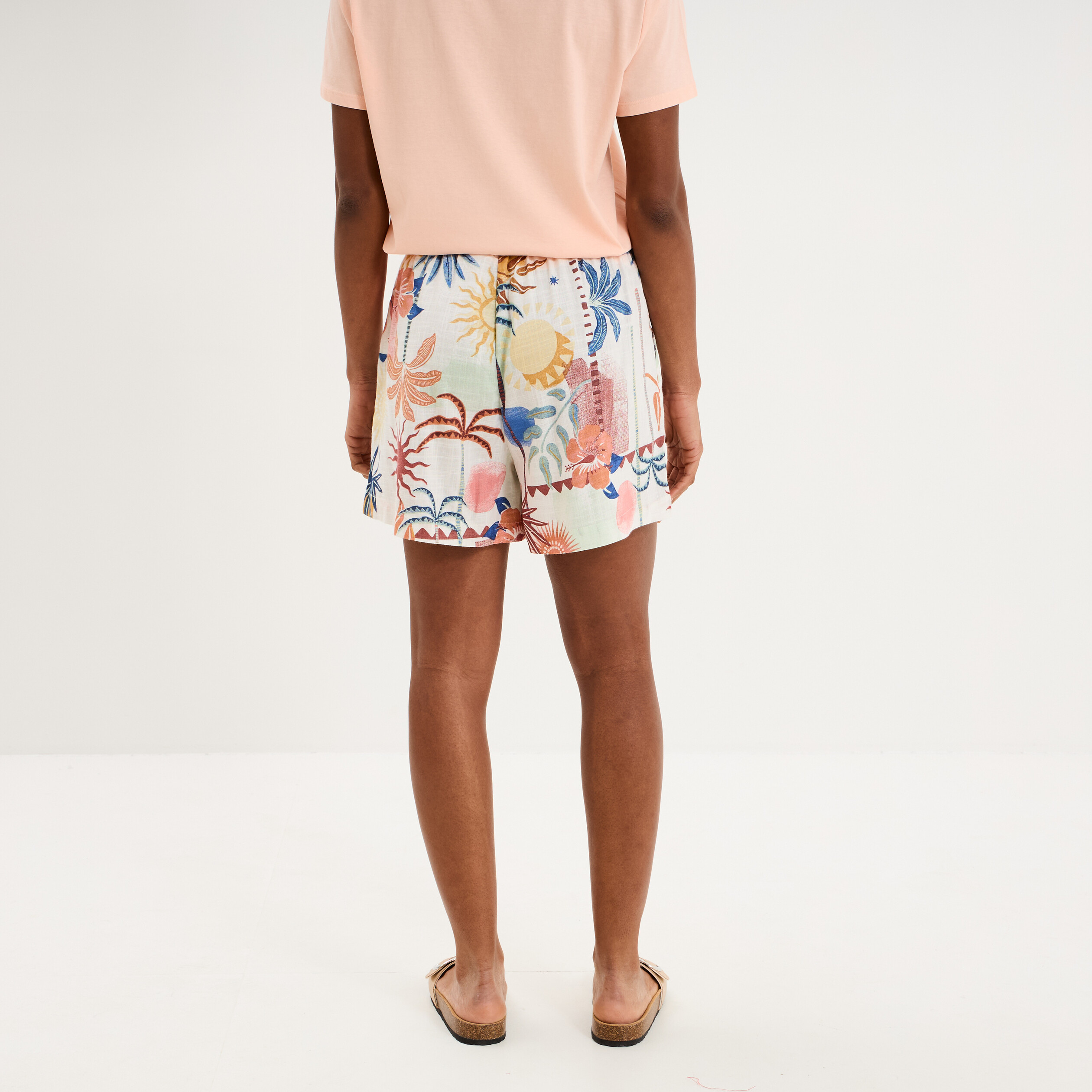 Short large fluide ecru femme