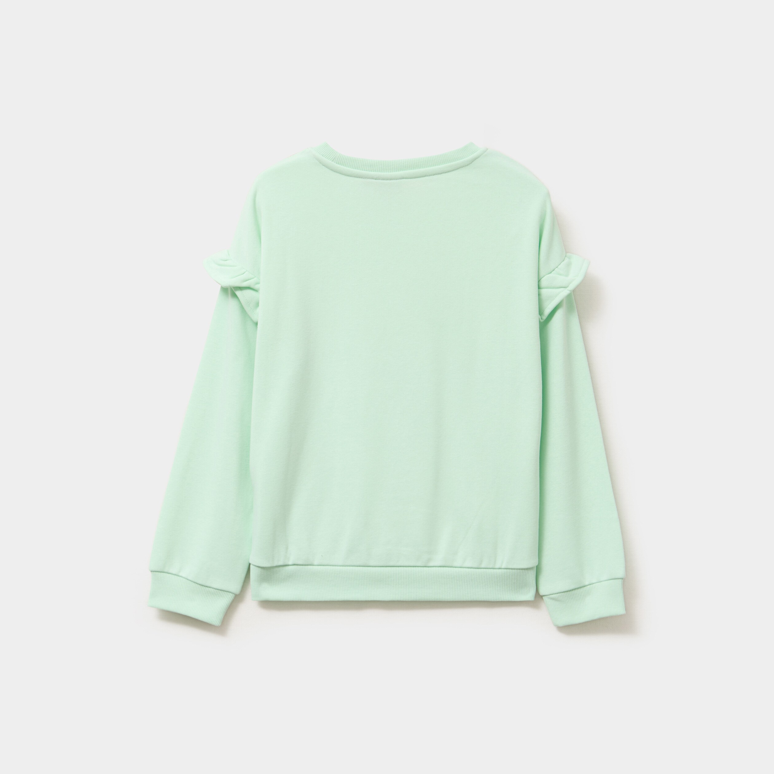 Sweat strass et volants manches longues vert clair fille