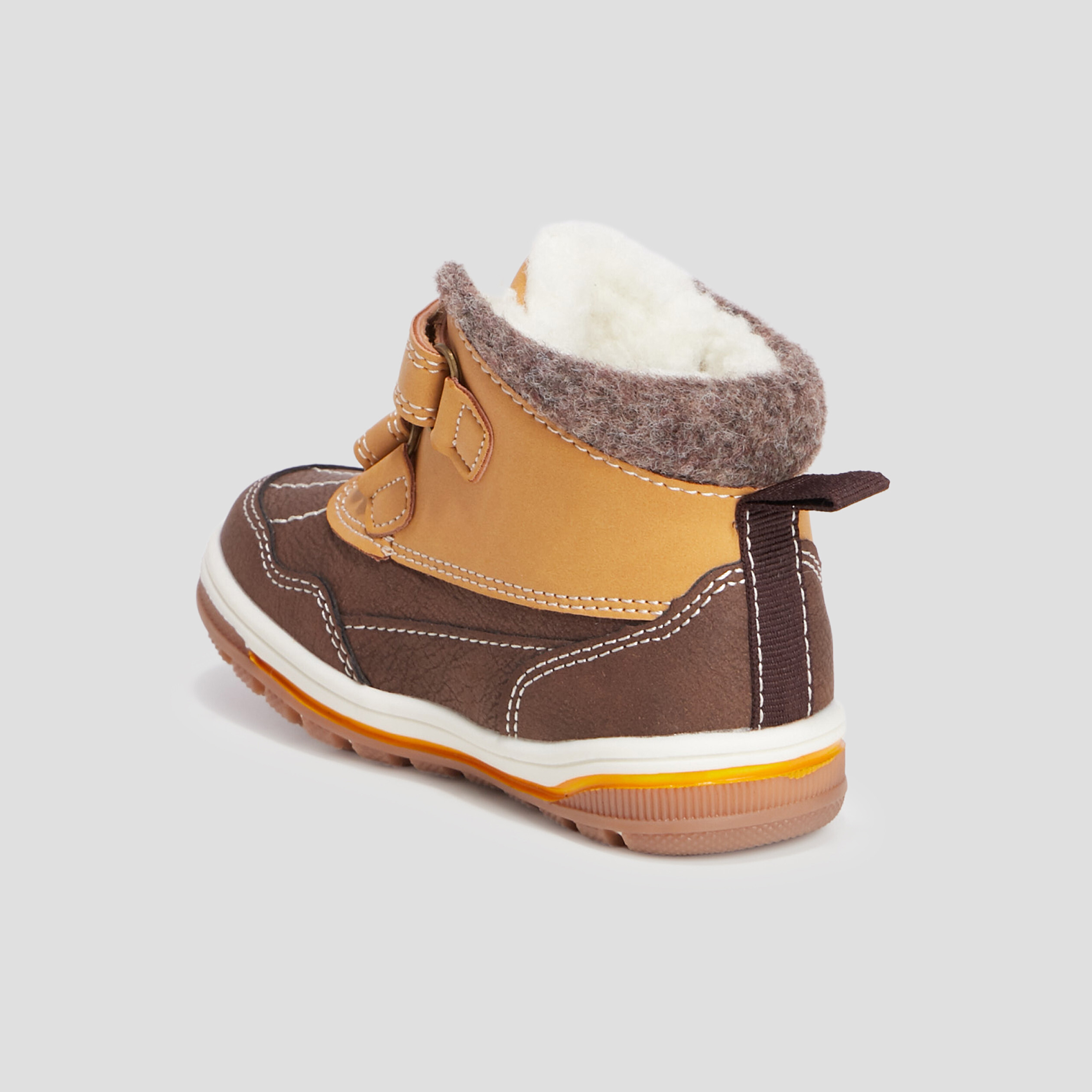 bottines fourrees a scratchs marron bebeg Bottines fourrées à scratchs marron bébé garçon