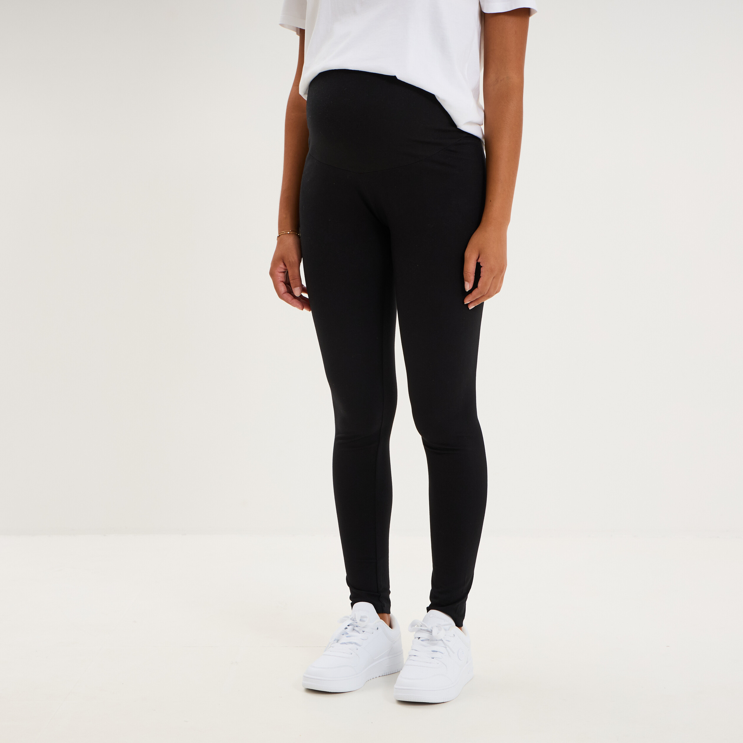 Legging grossesse en coton noir femme maternit&eacute;