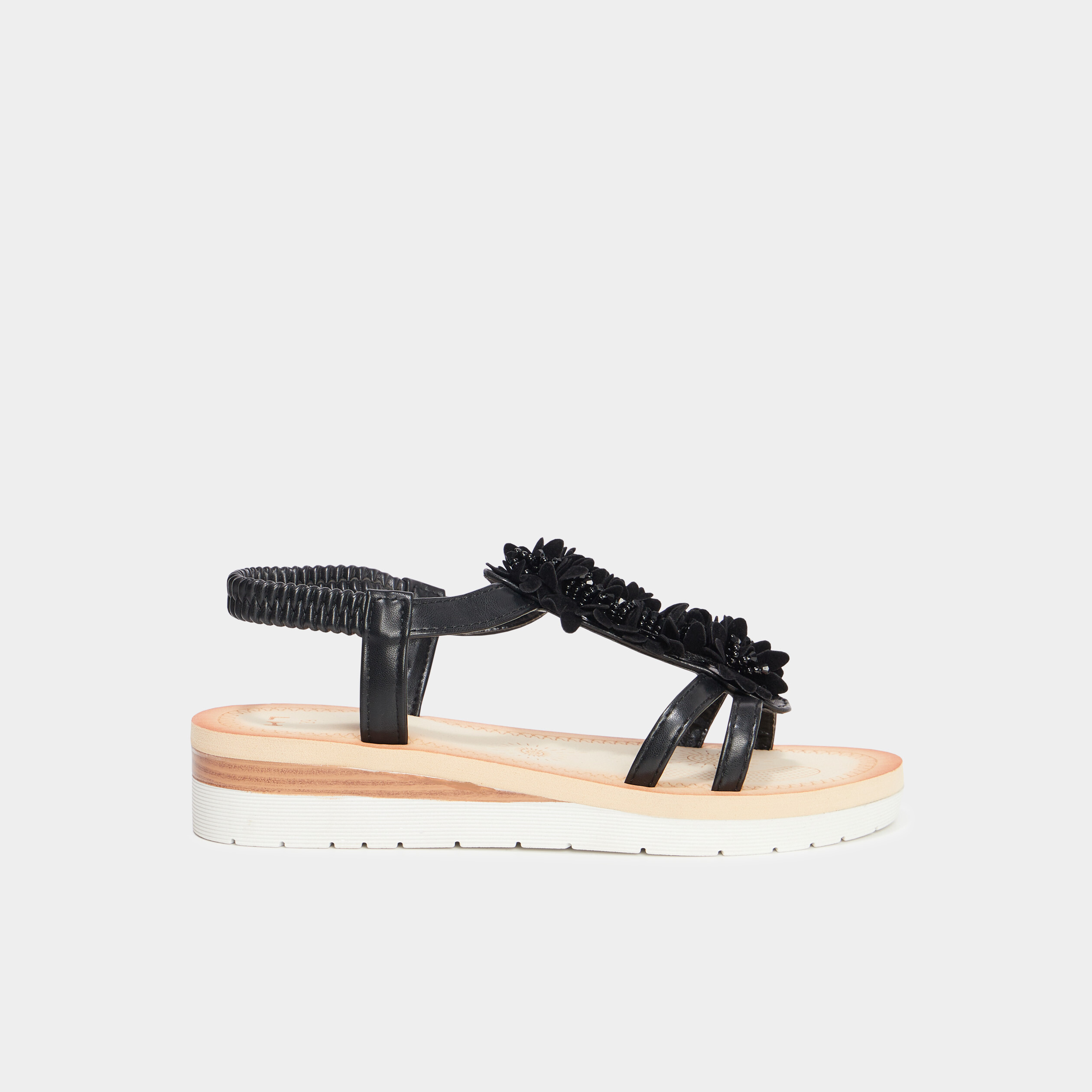 sandales compensees details bijoux noir femme Sandales compensées détails bijoux noir femme