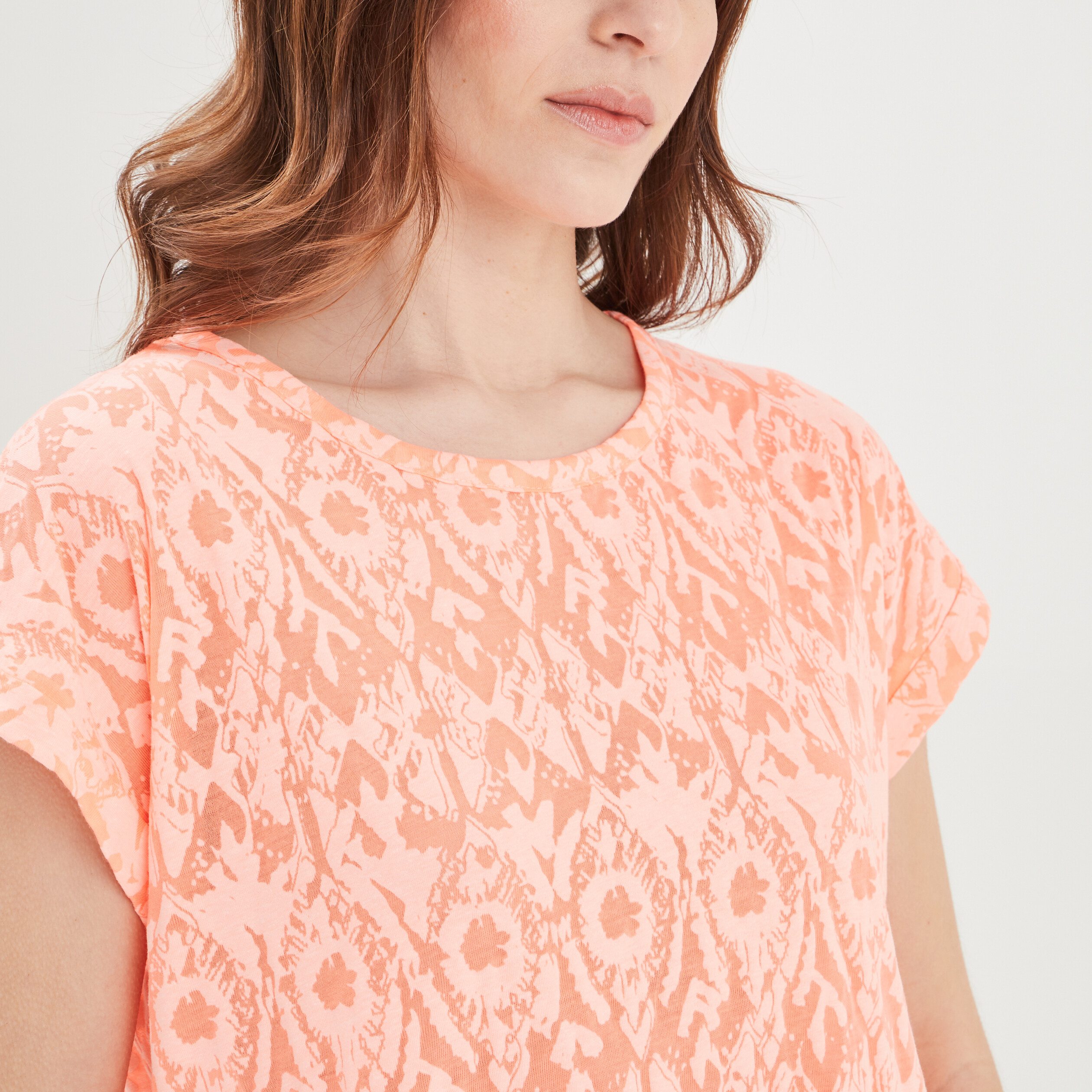 T shirt ajust manches courtes Creeks orange fluo femme