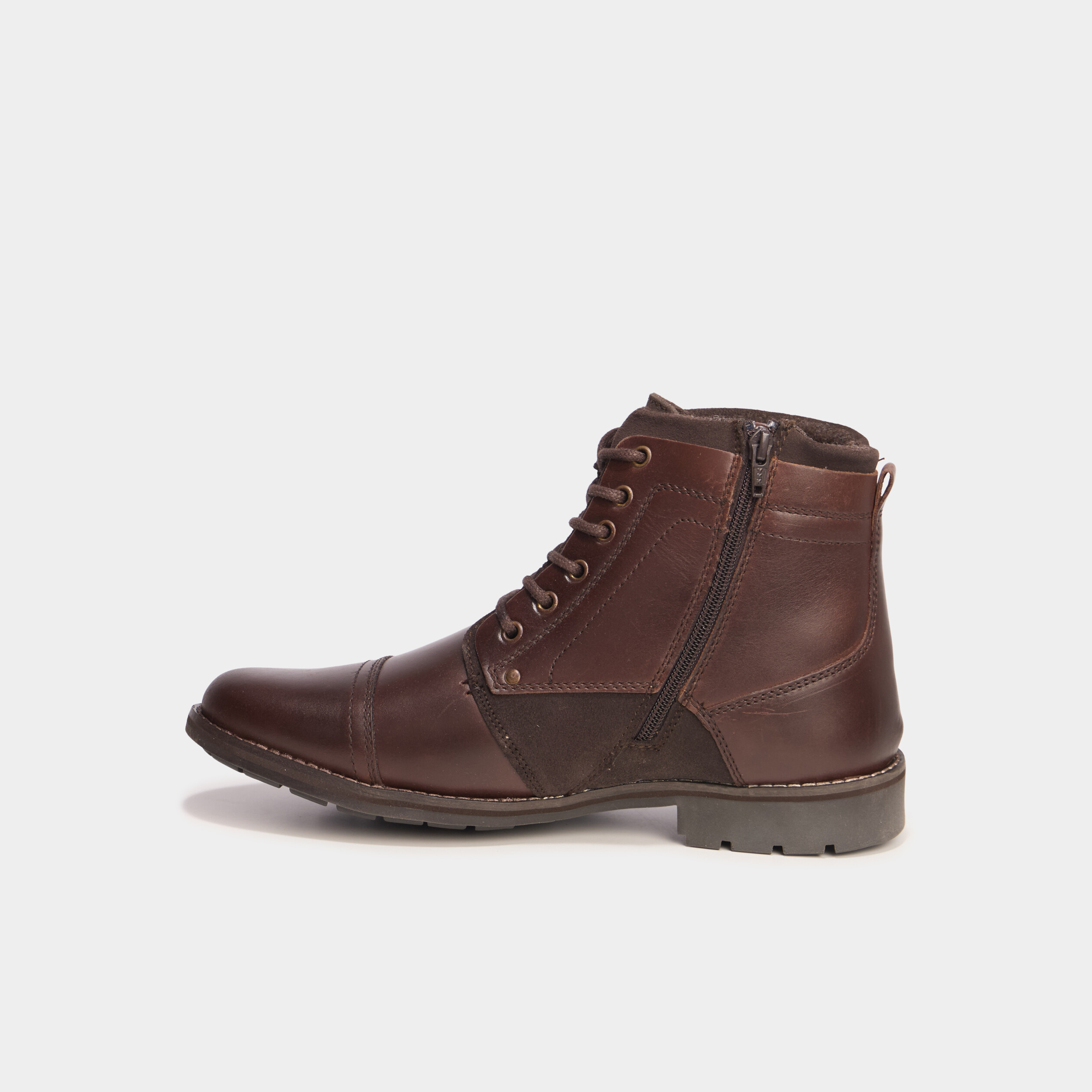 Bottines &agrave; lacets en cuir marron homme