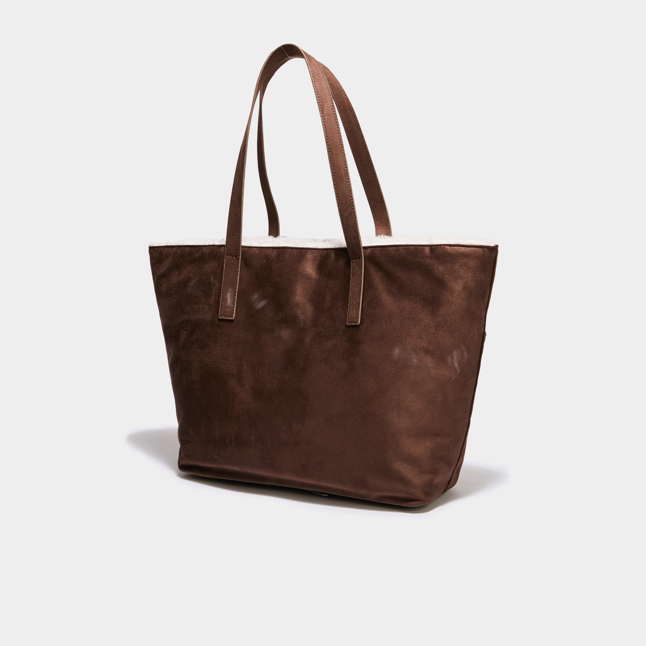 Sac cabas effet su&eacute;dine et fourr&eacute; multicolore femme