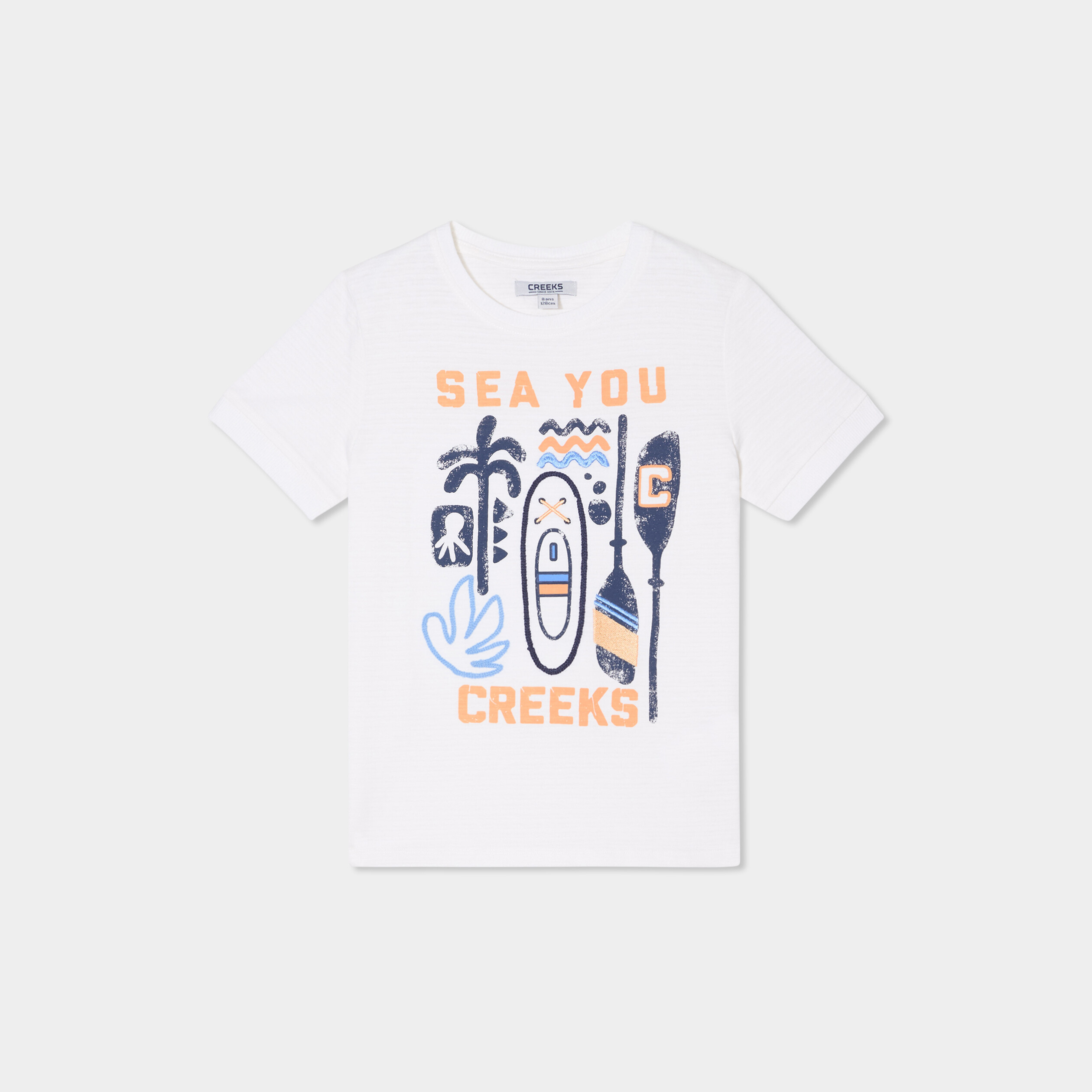 t shirt brode manches courtes coton blanc garcon T-shirt brodé manches courtes coton blanc garçon