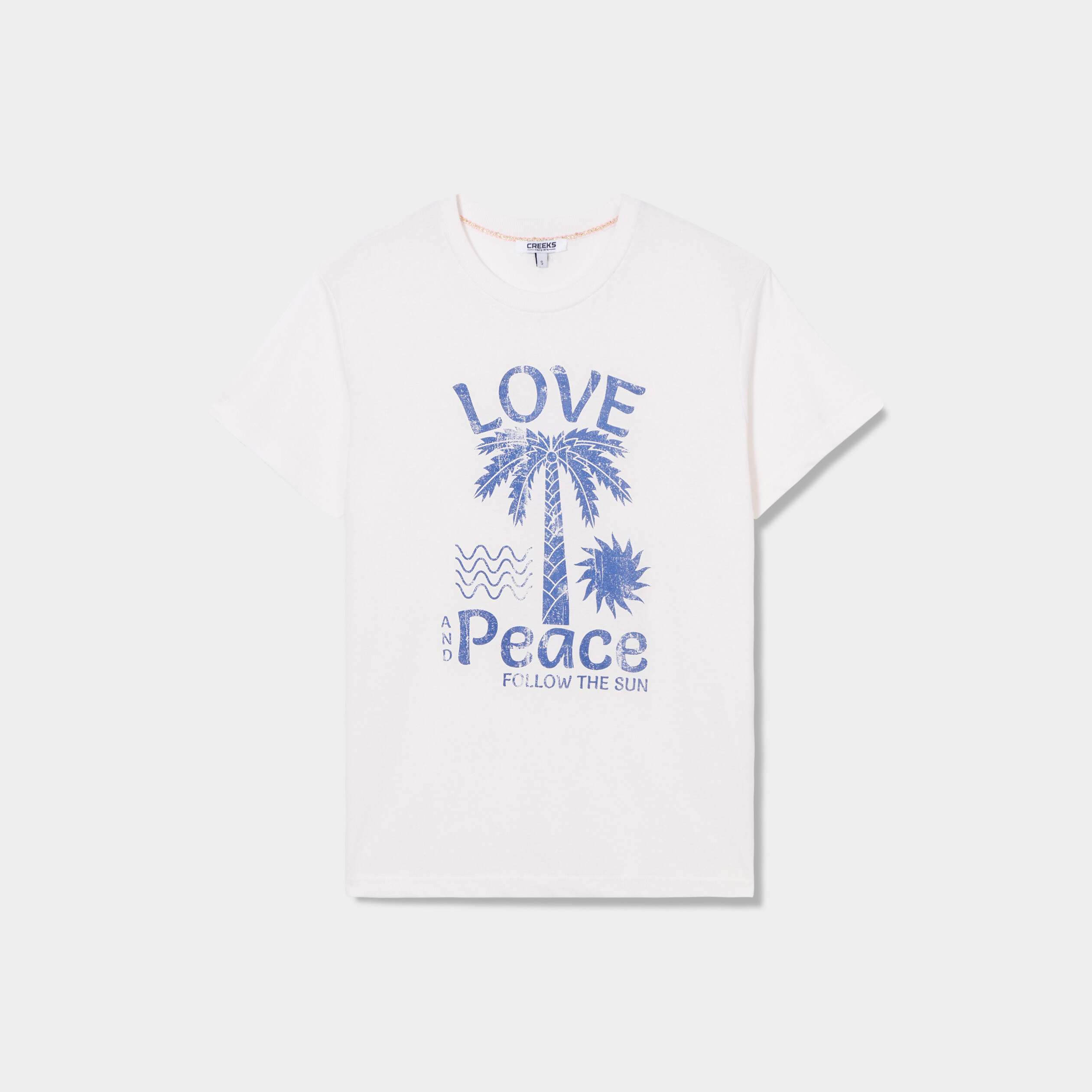 T-shirt manches courtes col rond Creeks blanc femme