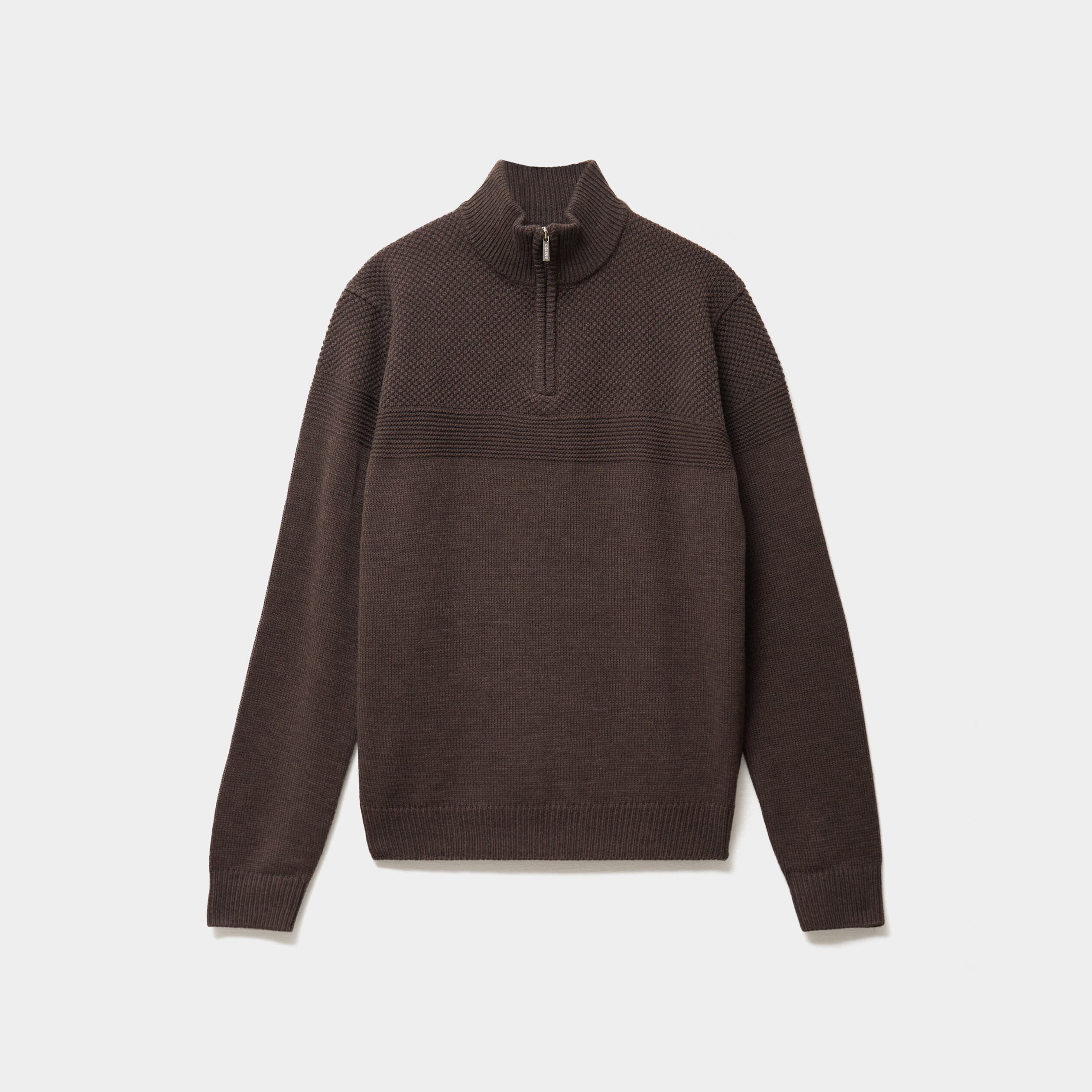 Pull col camionneur manches longues marron chocolat homme