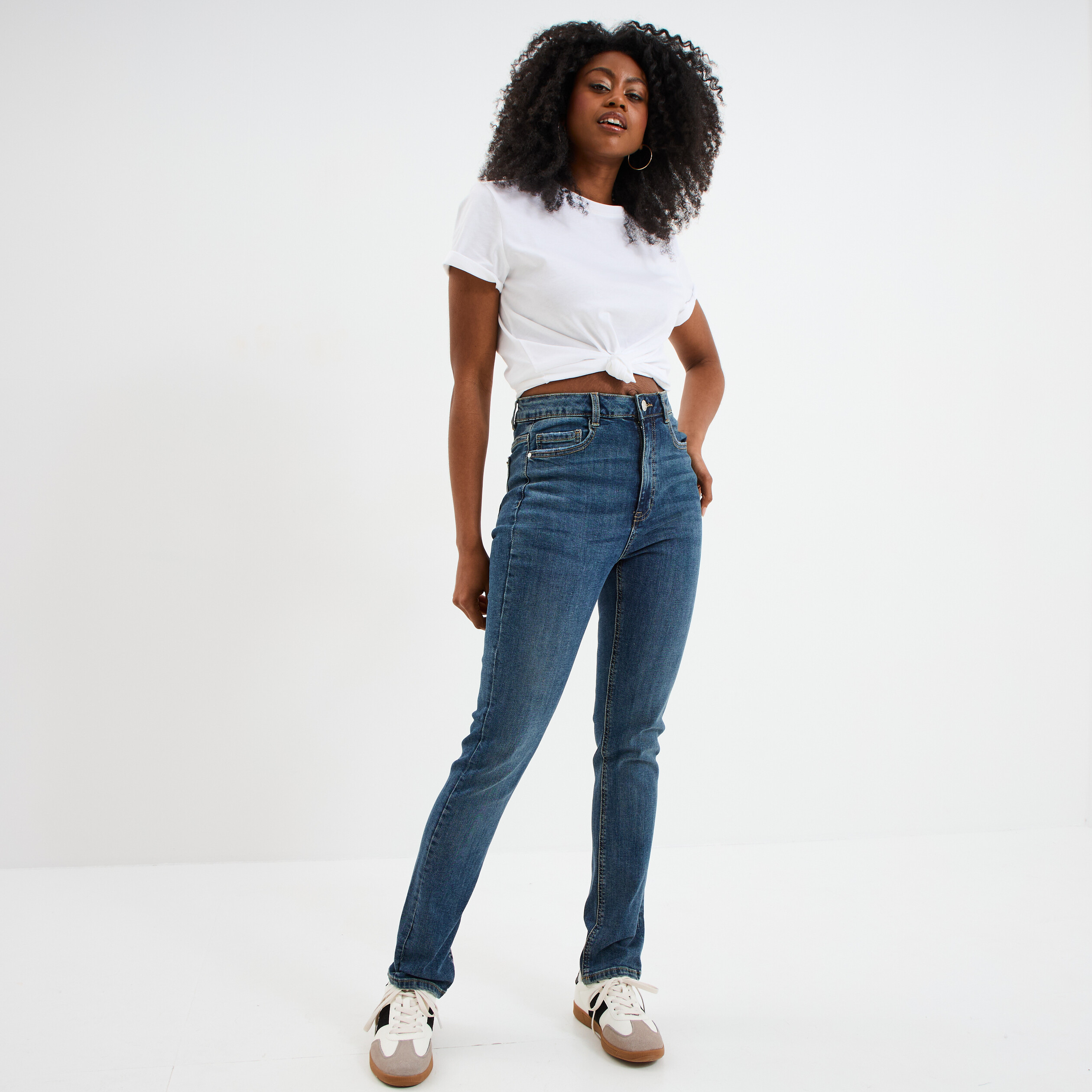 jeans slim taille haute denim dirty femme Jeans slim taille haute denim dirty femme