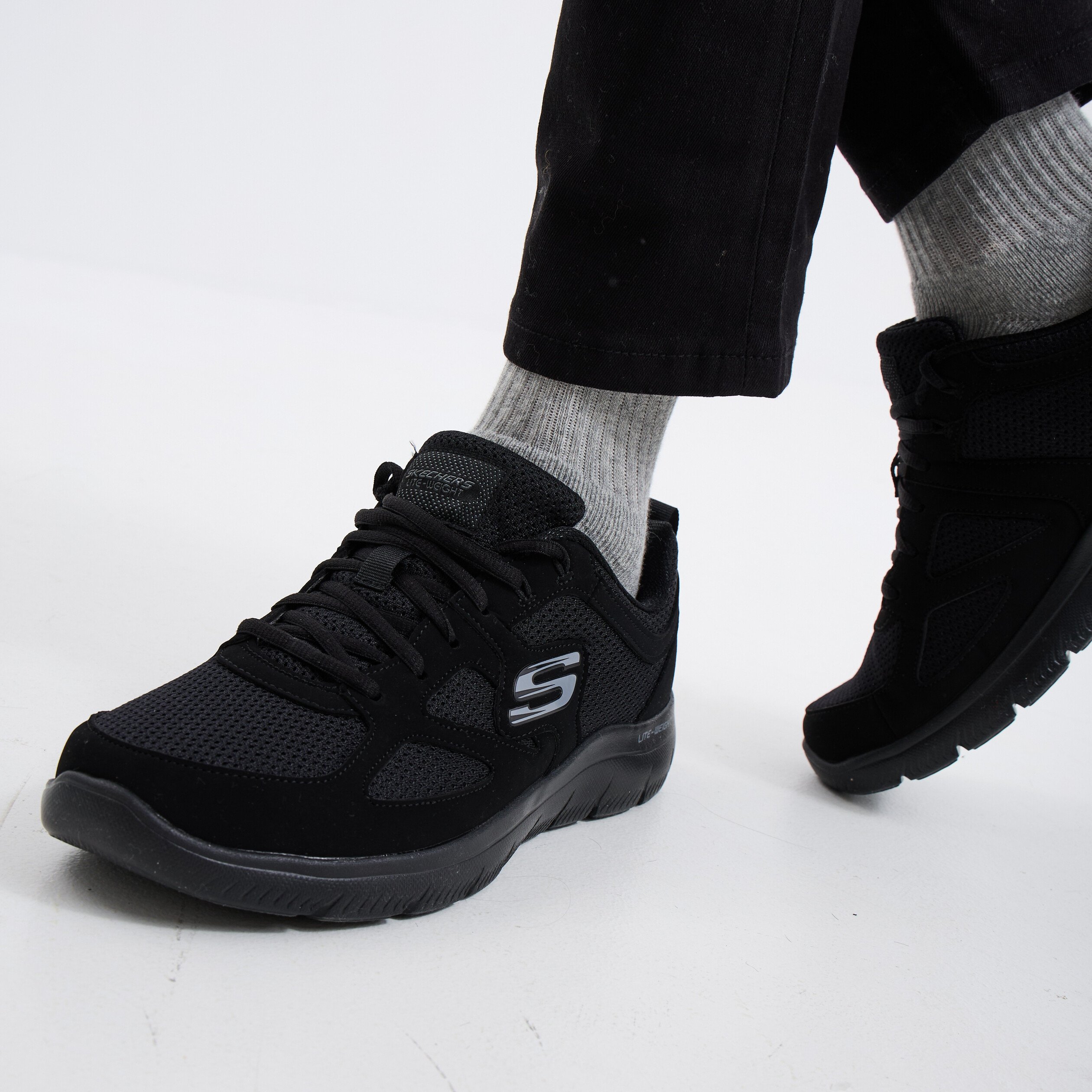 Baskets running à lacets noir homme