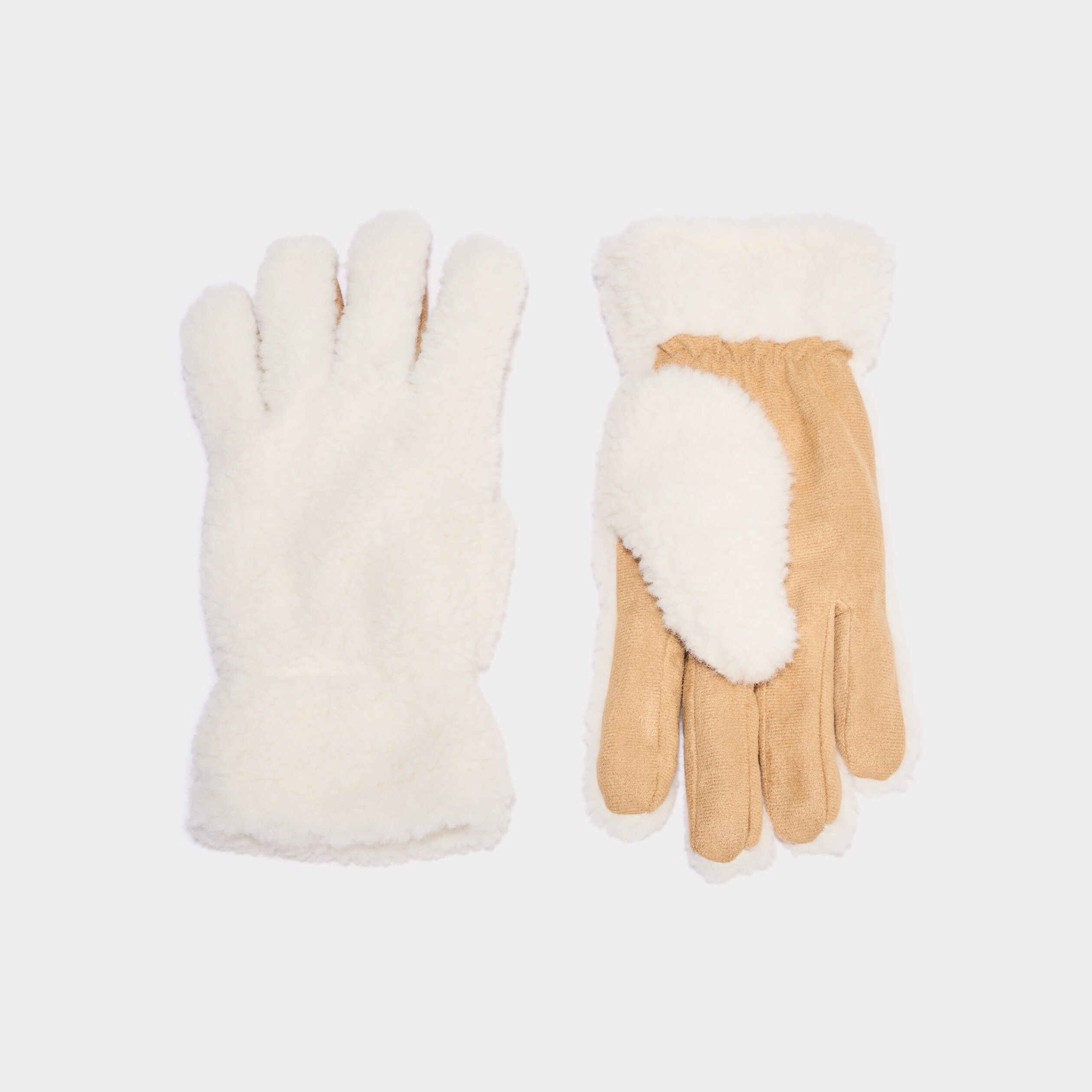 Gants effet polaire ivoire femme