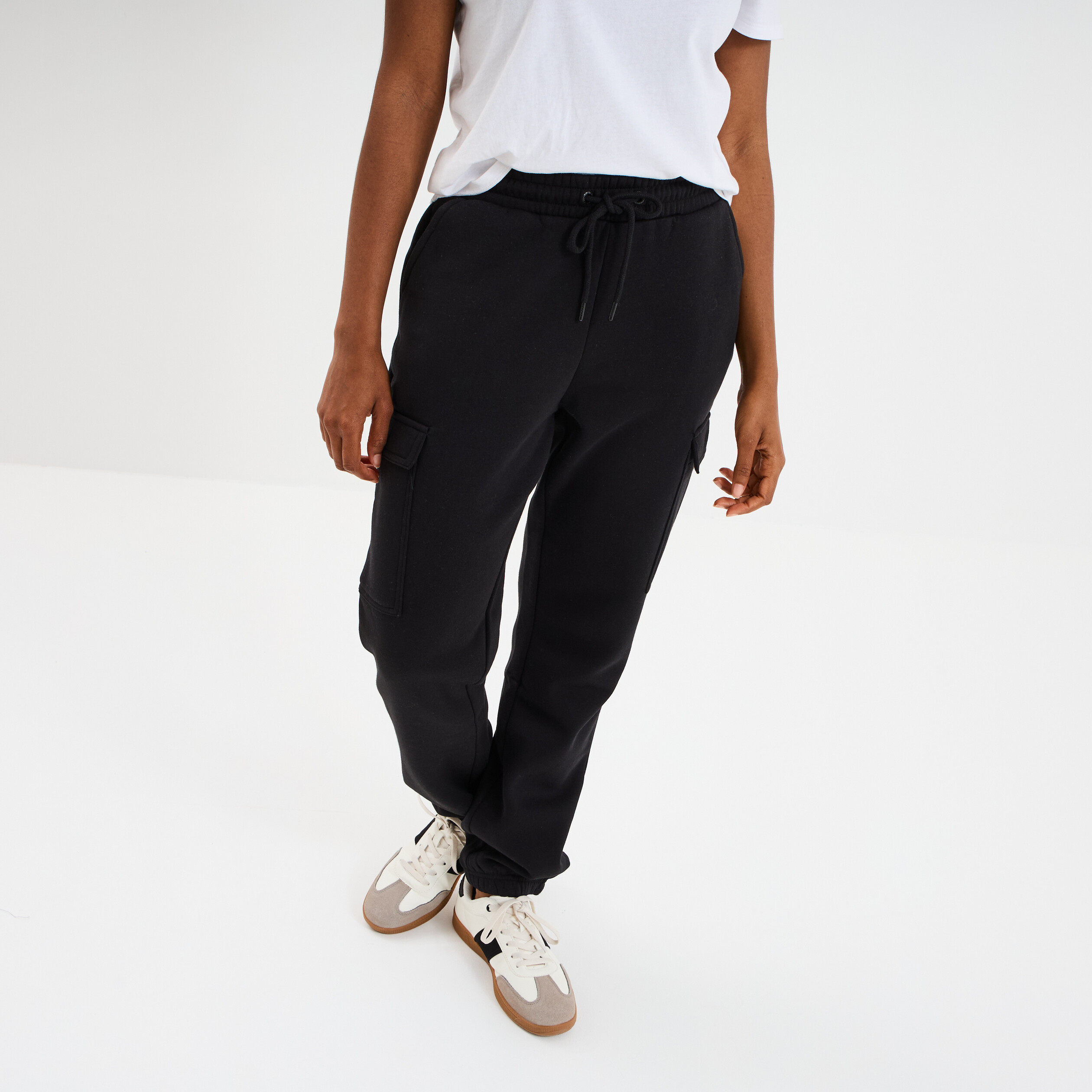 pantalon de jogging coupe battle noir femme Pantalon de jogging coupe battle noir femme