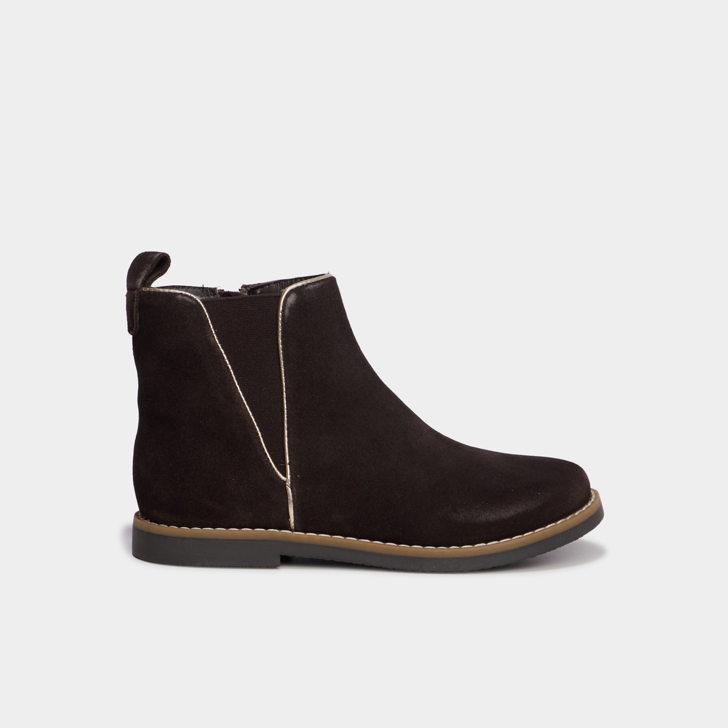Boots chelsea en cuir effet su&eacute;dine marron fille