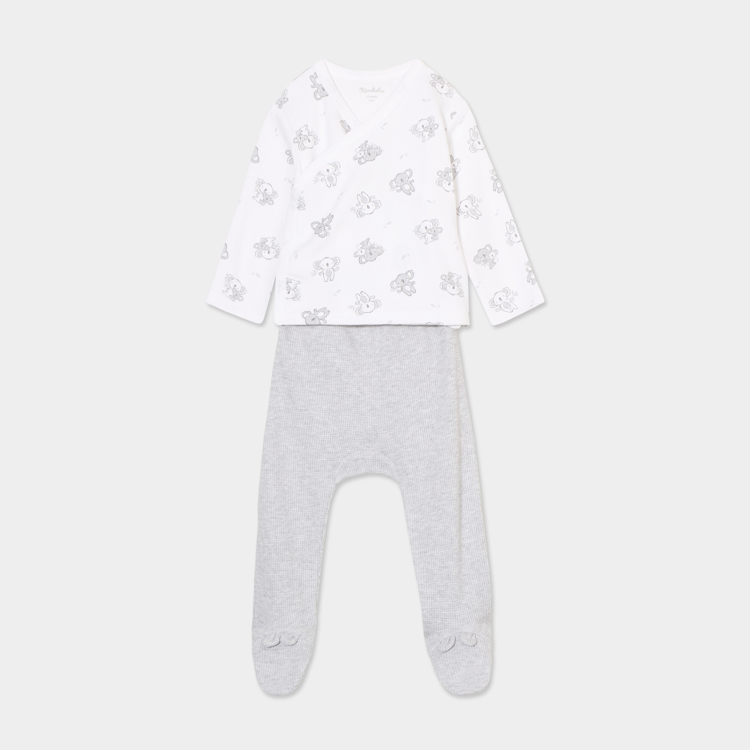 Ensemble naissance 2 pi&egrave;ces coton blanc b&eacute;b&eacute;