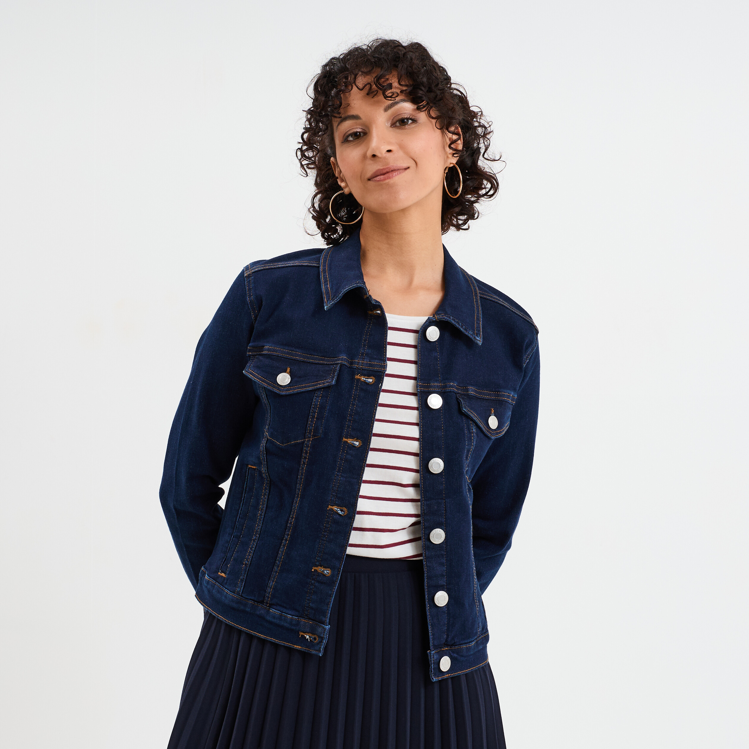 Denimist Chemise Button Front – Bleu Clair Rayé Blanc