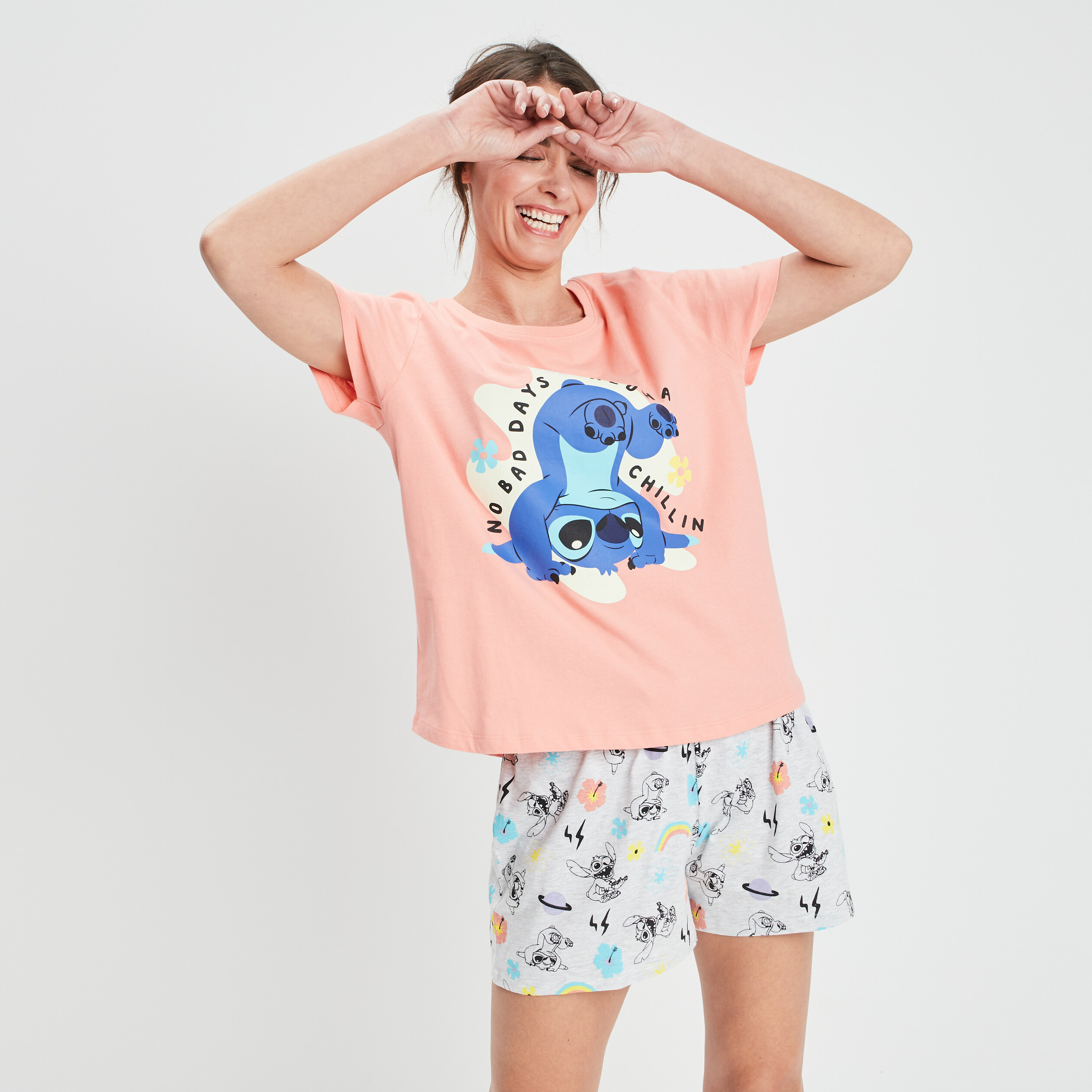 Stitch - Ensemble de pyjama femme - T-shirt / Short (Taille L)