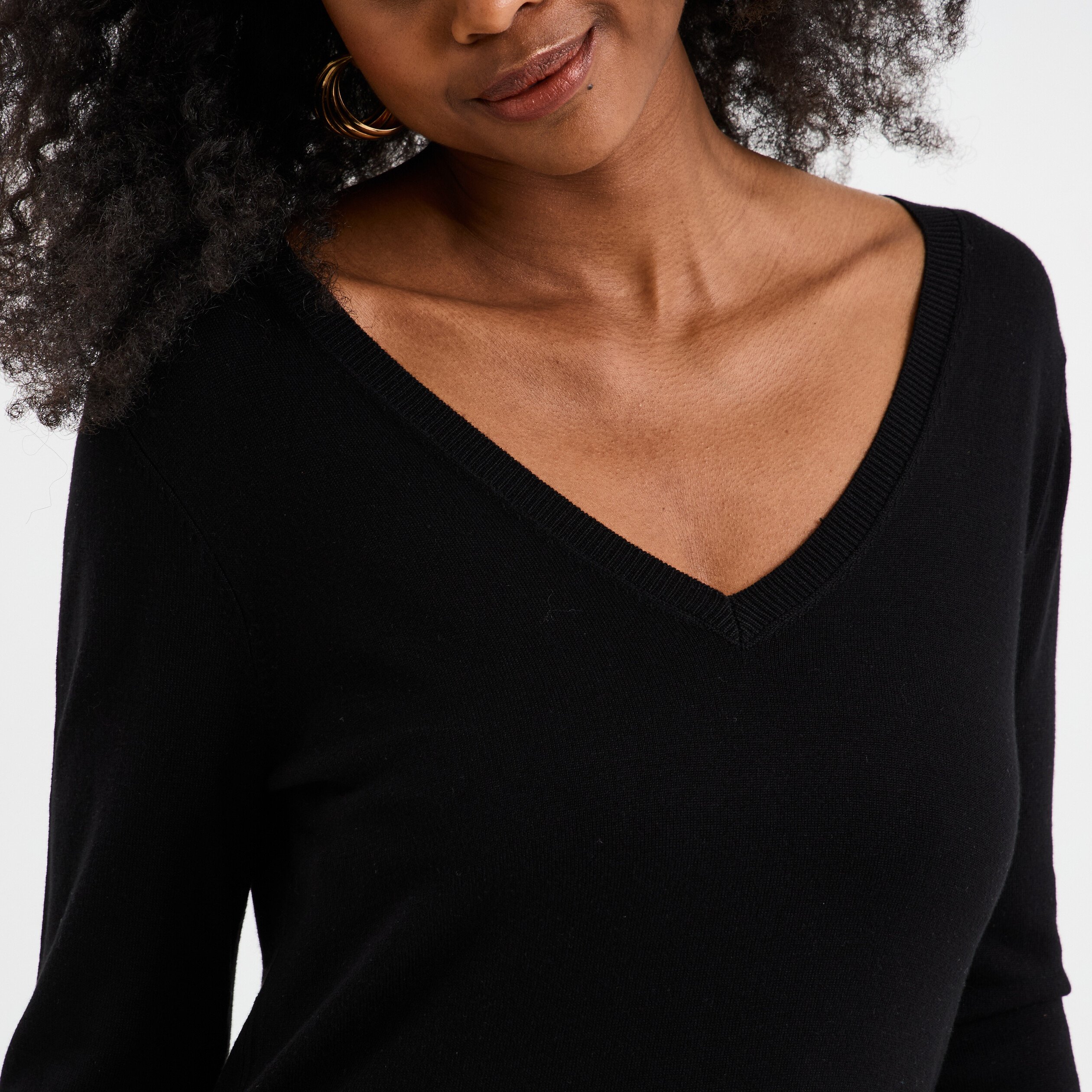 pull col en v manches longues noir femme Pull col en V manches longues noir femme