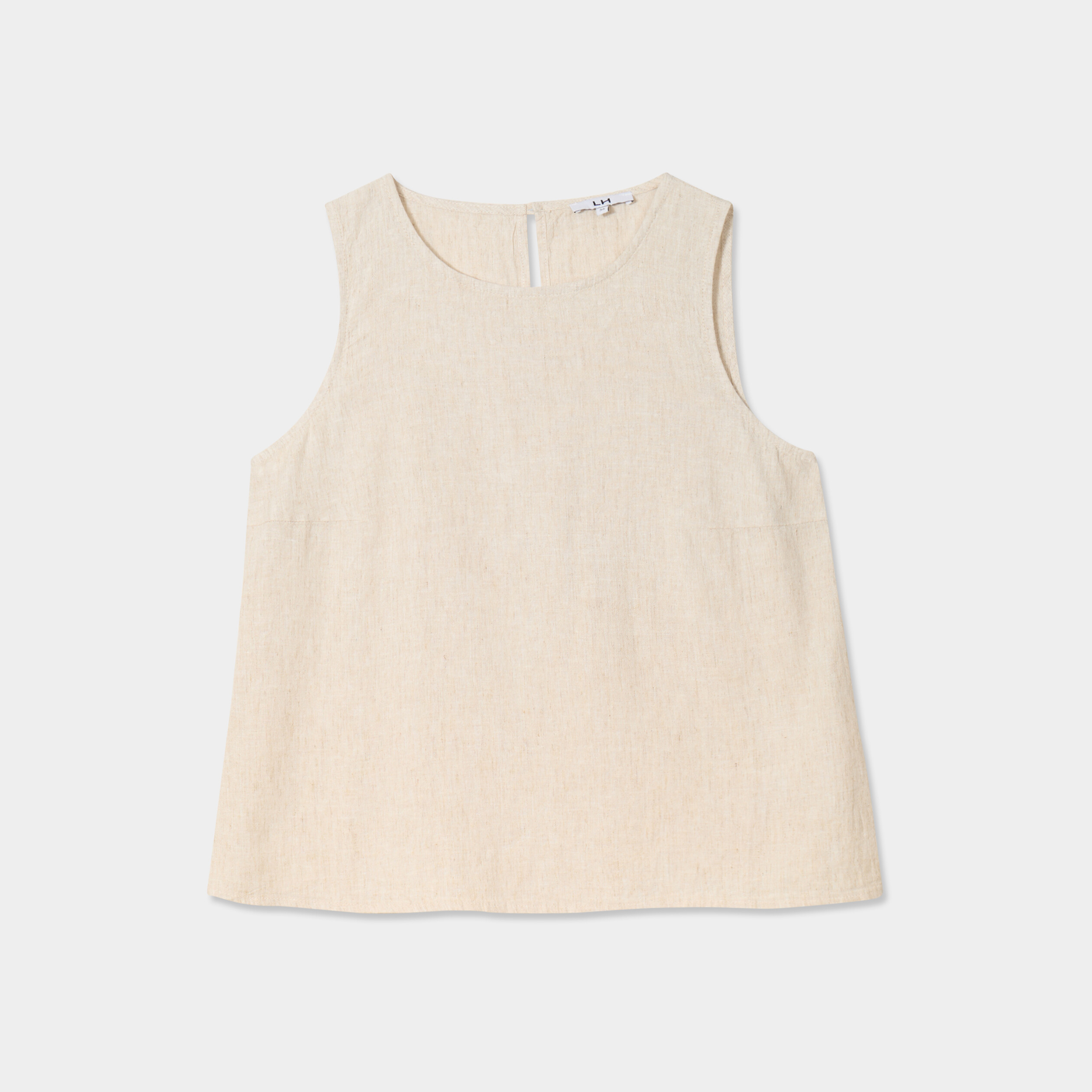 Blouse sans manches lin mélangé beige femme