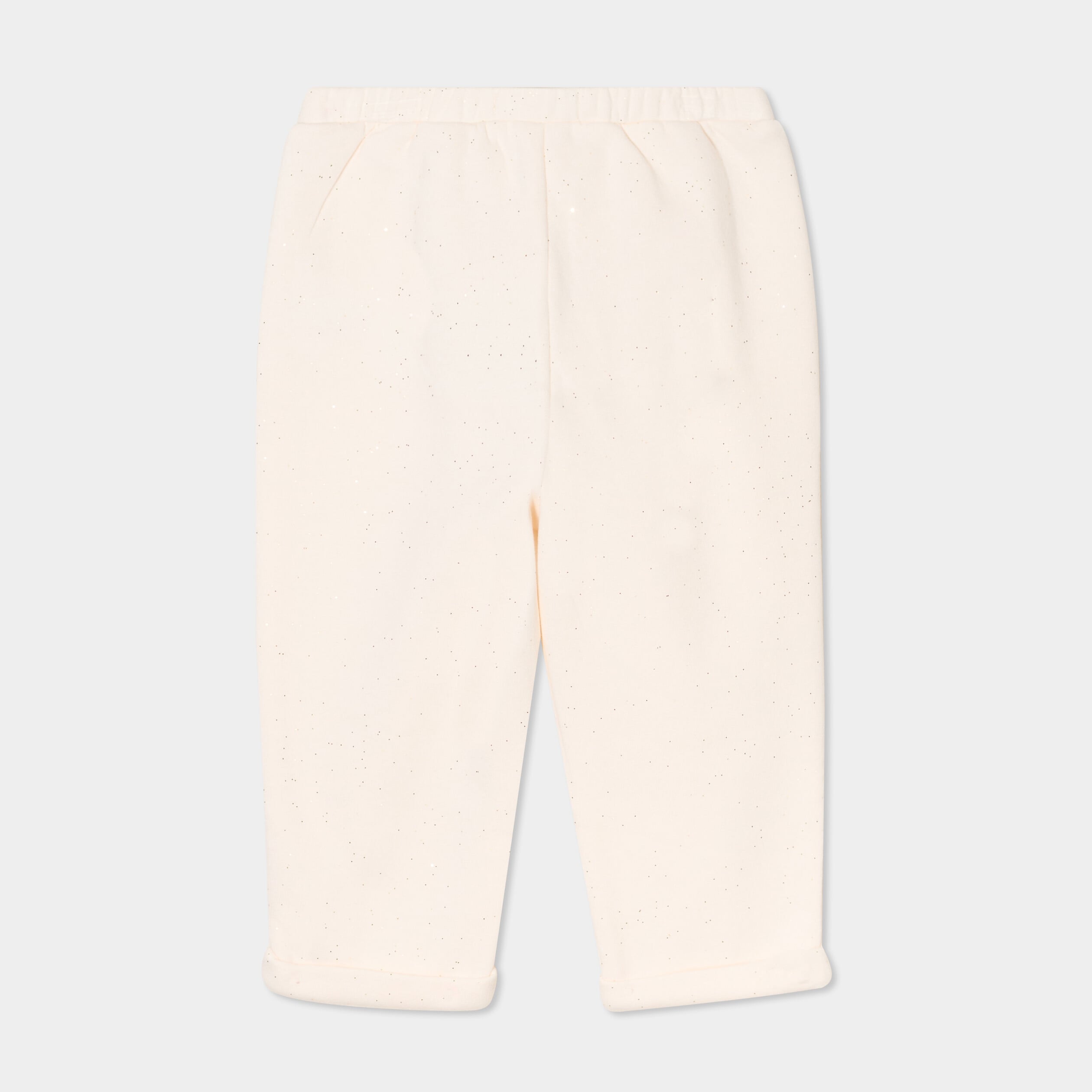 Pantalon jogging molleton &agrave; noeud creme b&eacute;b&eacute; fille